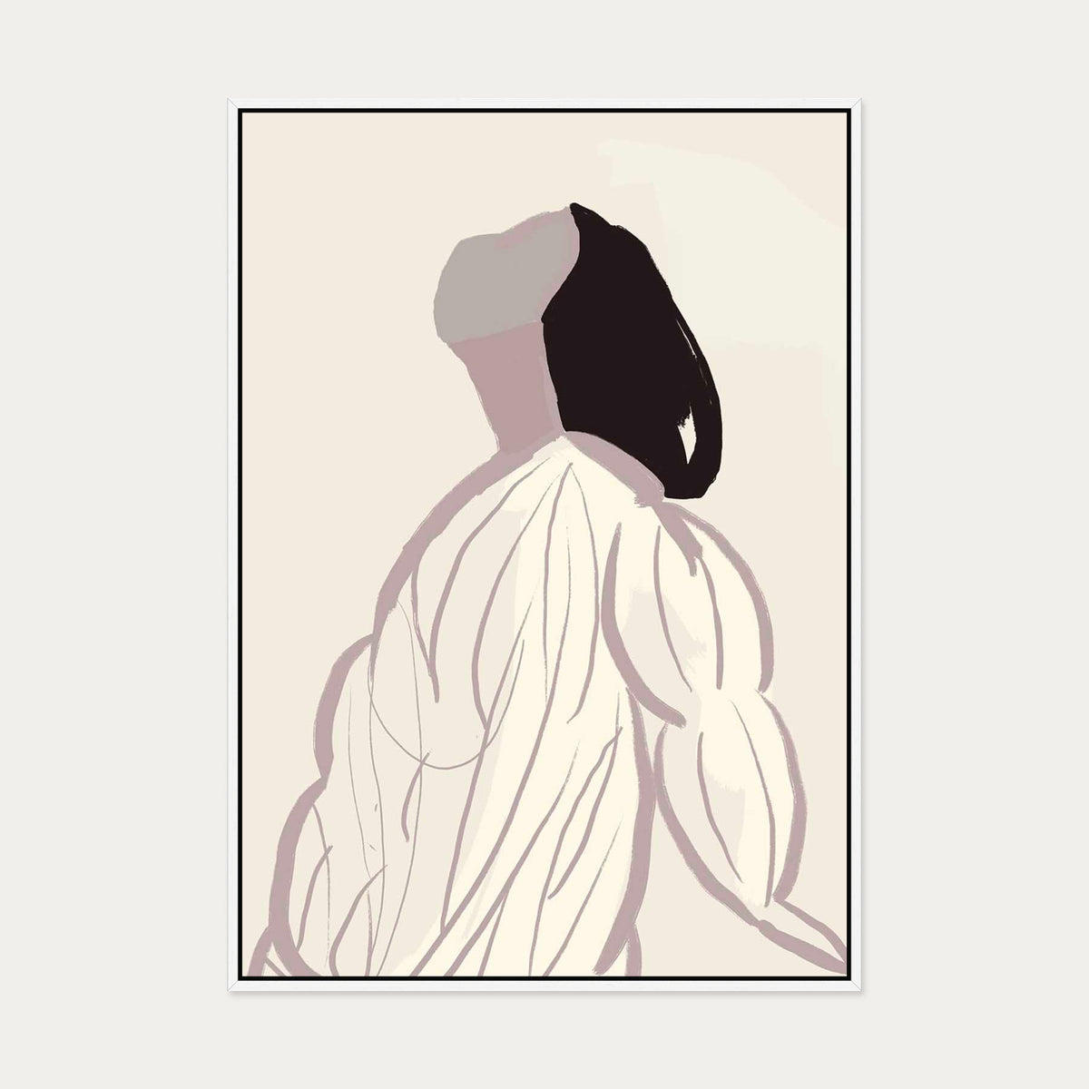 Daydreaming Girl Canvas Art Print — 70 x 100 cm — White Frame
