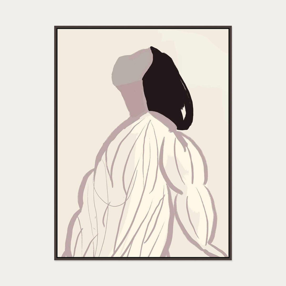 Daydreaming Girl Canvas Art Print — 90 x 120 cm — Brown Frame