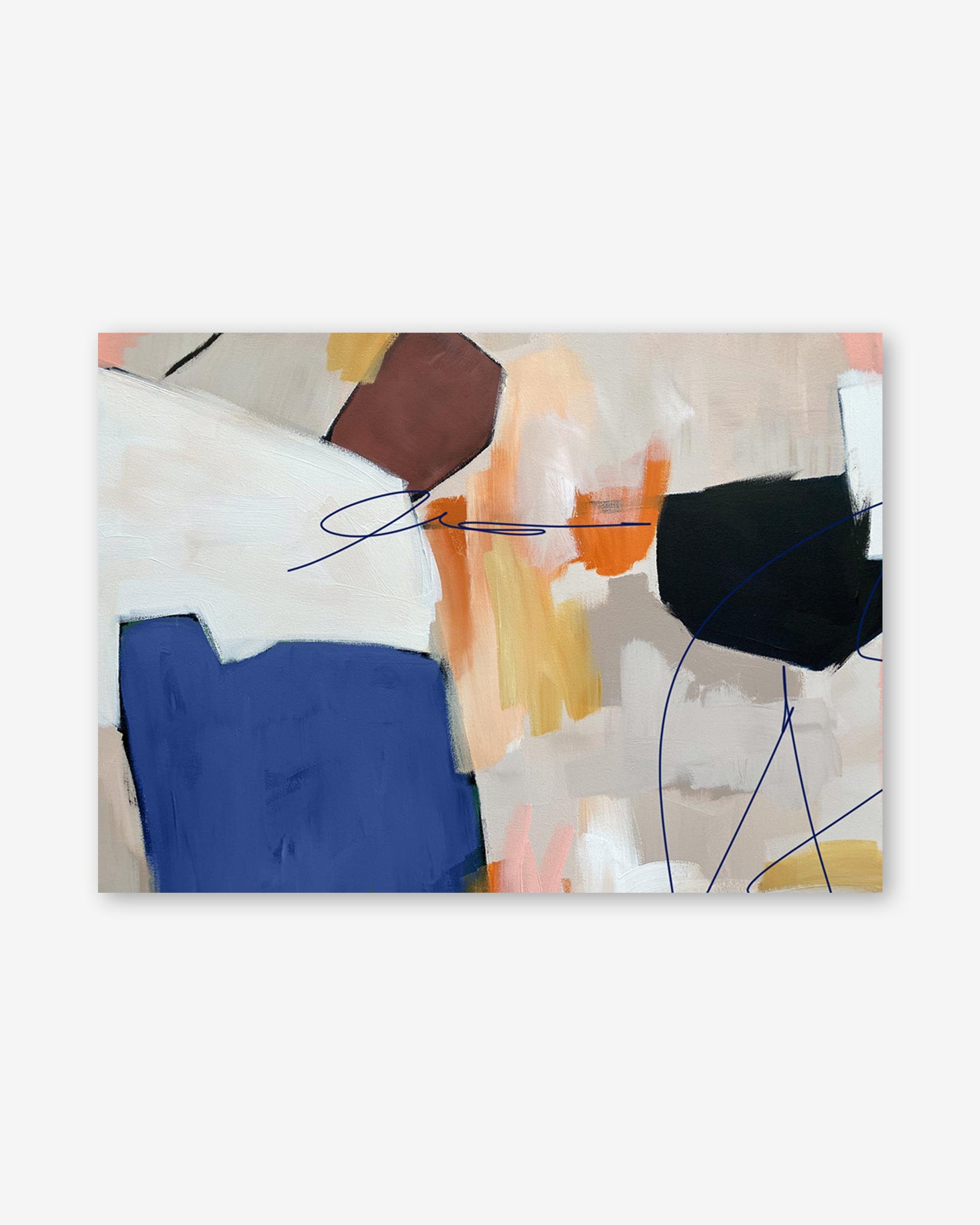 Abstract art print with geometric shapes on a white background