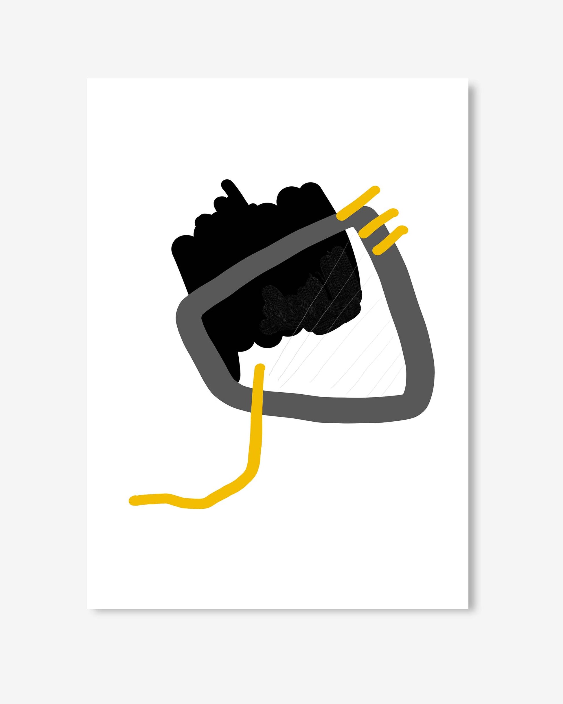 Simplified illustration of a person with a helmet and goggles on a white background
