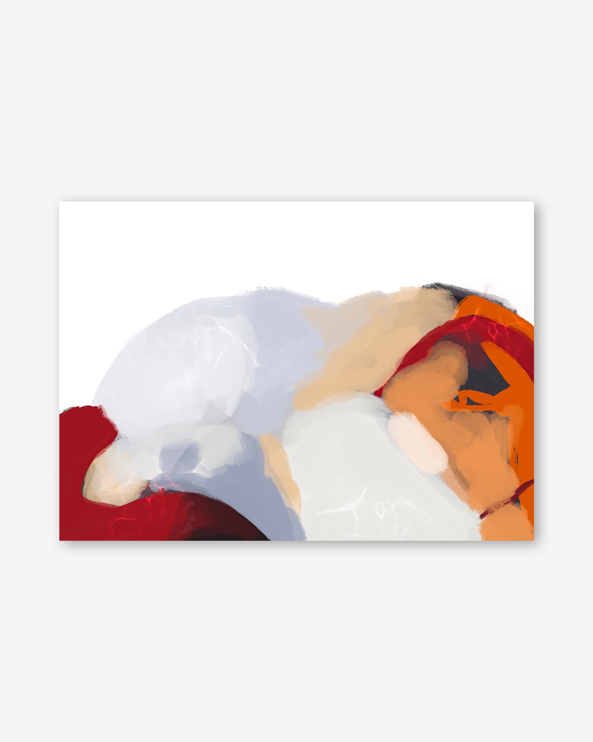 Two dogs lying on a red blanket with a white background