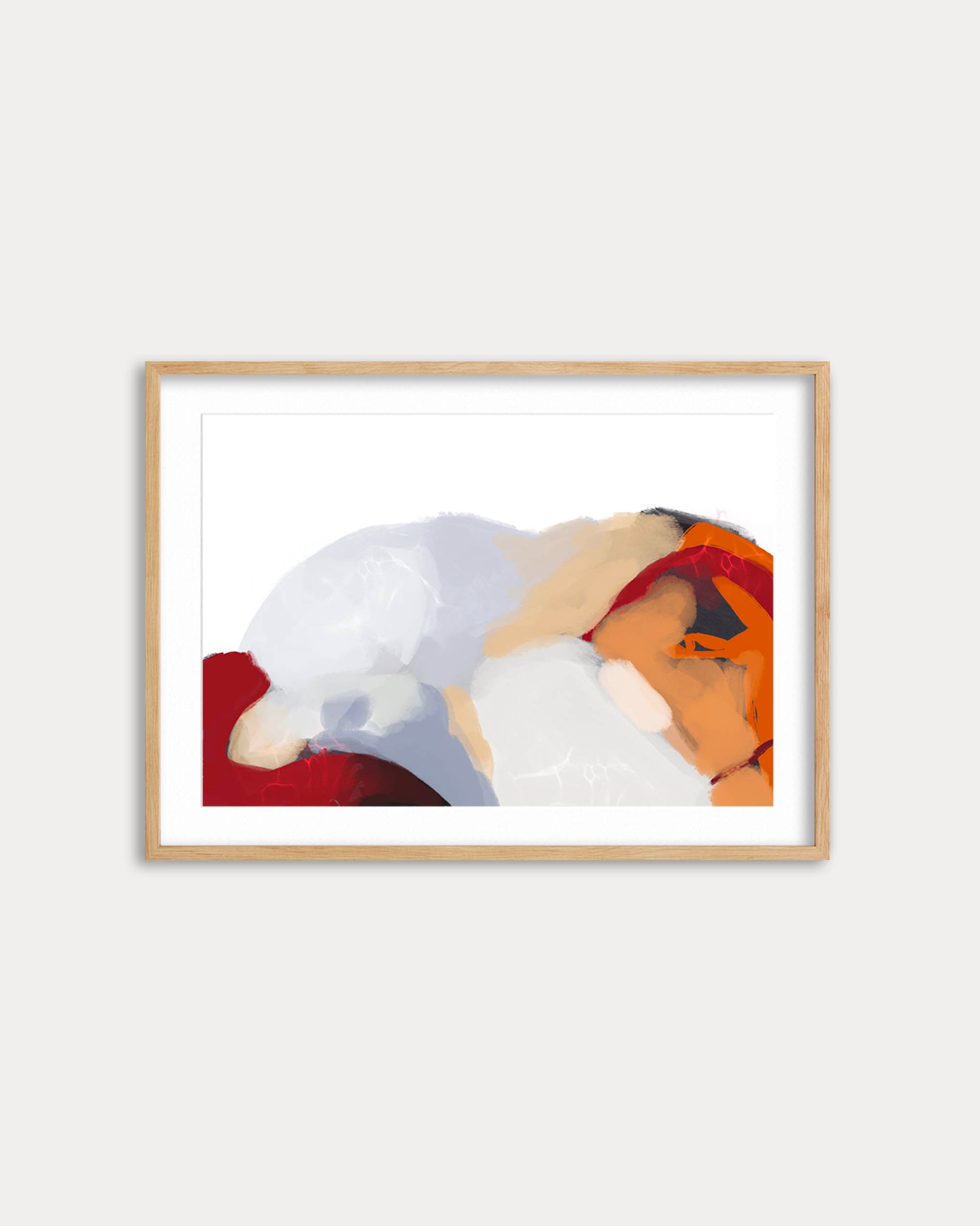 Framed artwork of a stylized depiction of a dog and a cat on a white background