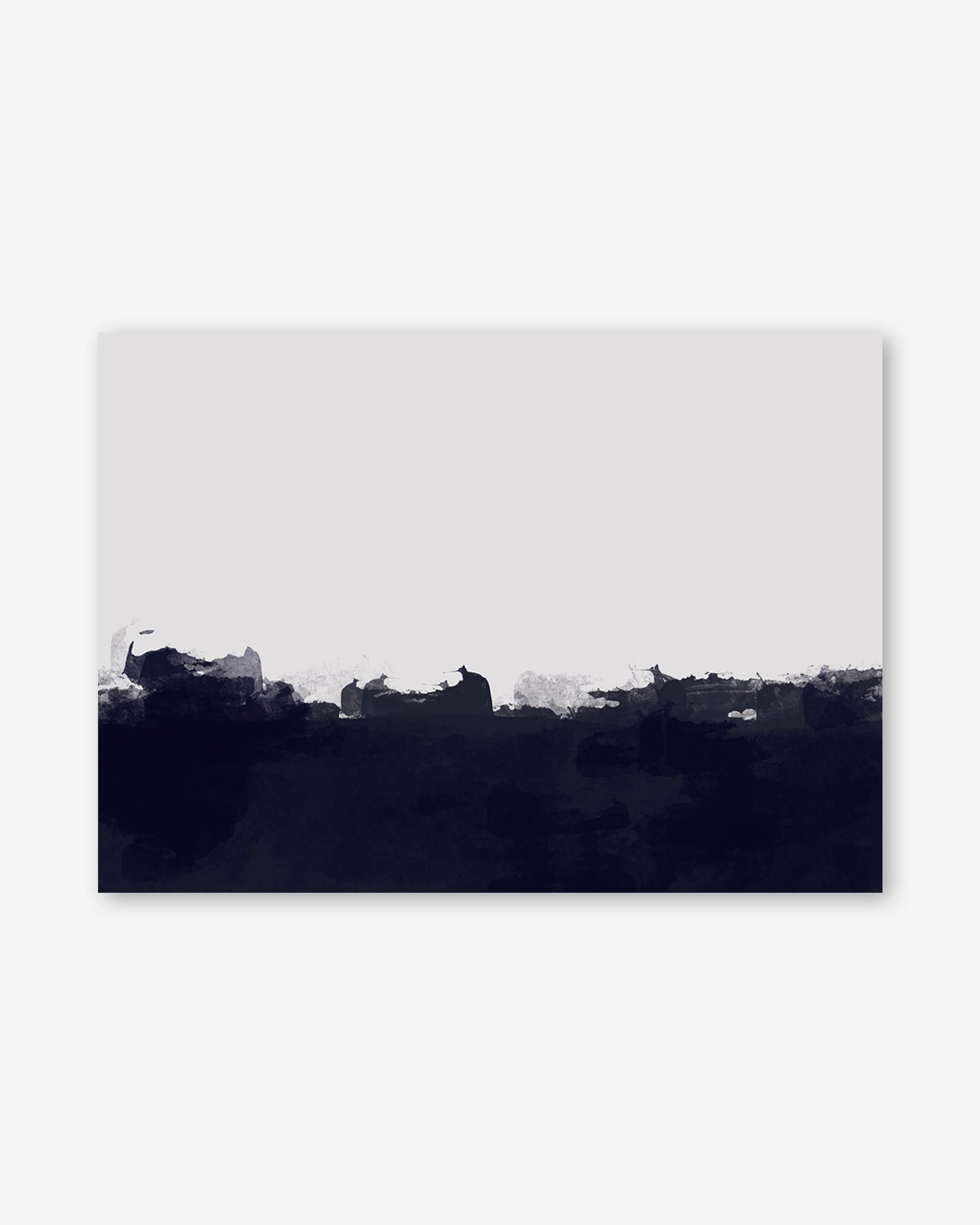 Silhouette of a landscape with trees against a gray sky