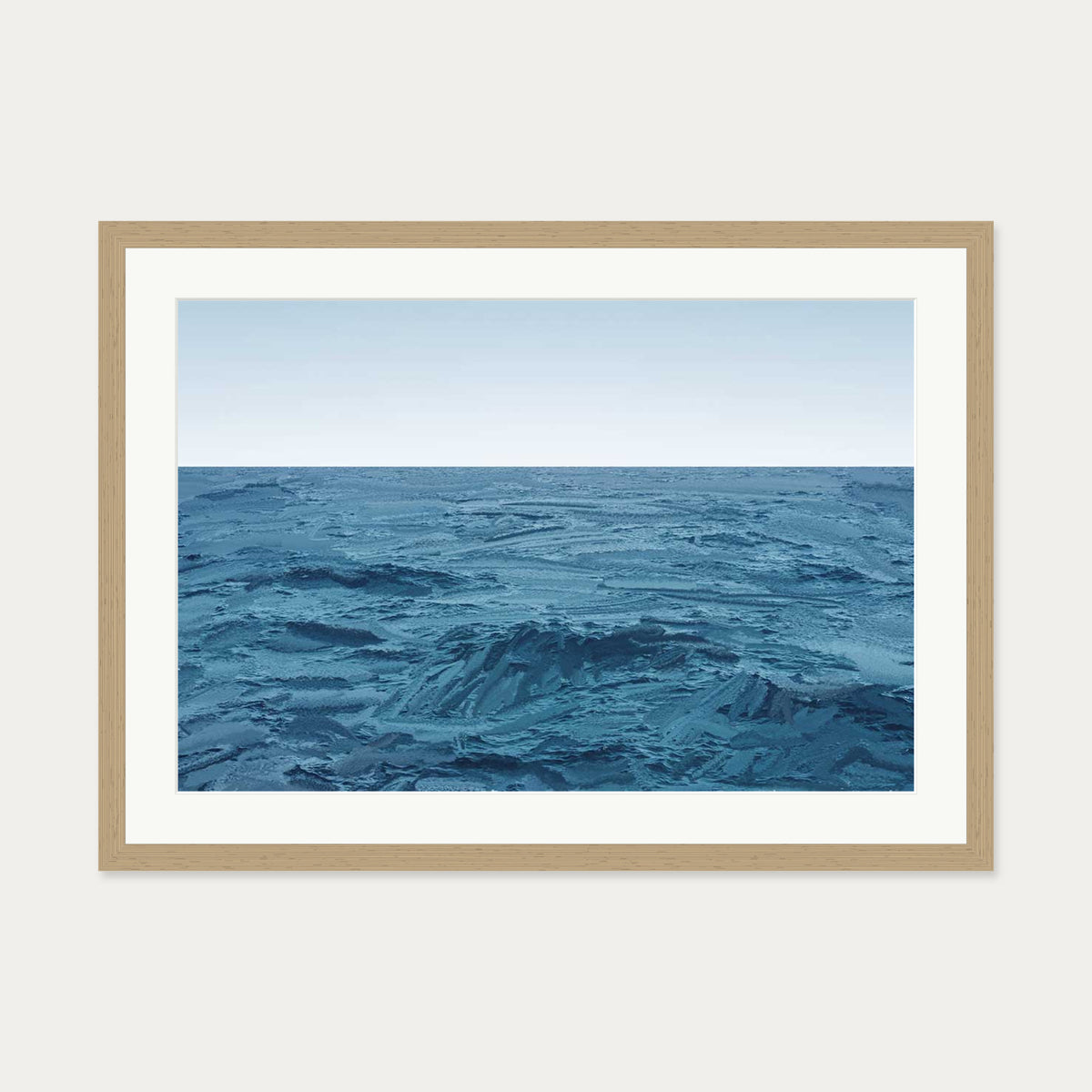 Deep Blue Sea Art Print — 50 x 70 cm — Oak Frame