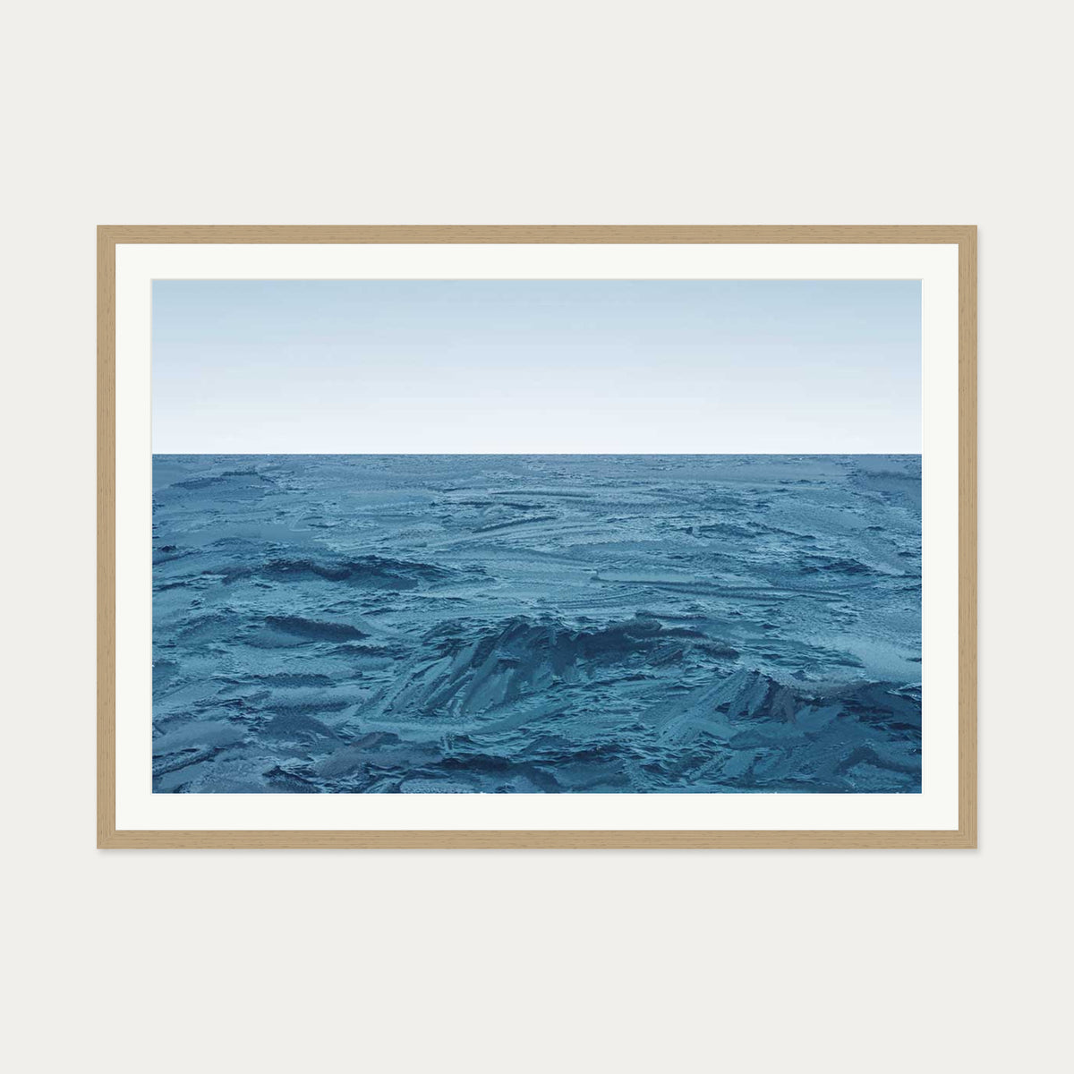Deep Blue Sea Art Print — 70 x 100 cm — Oak Frame