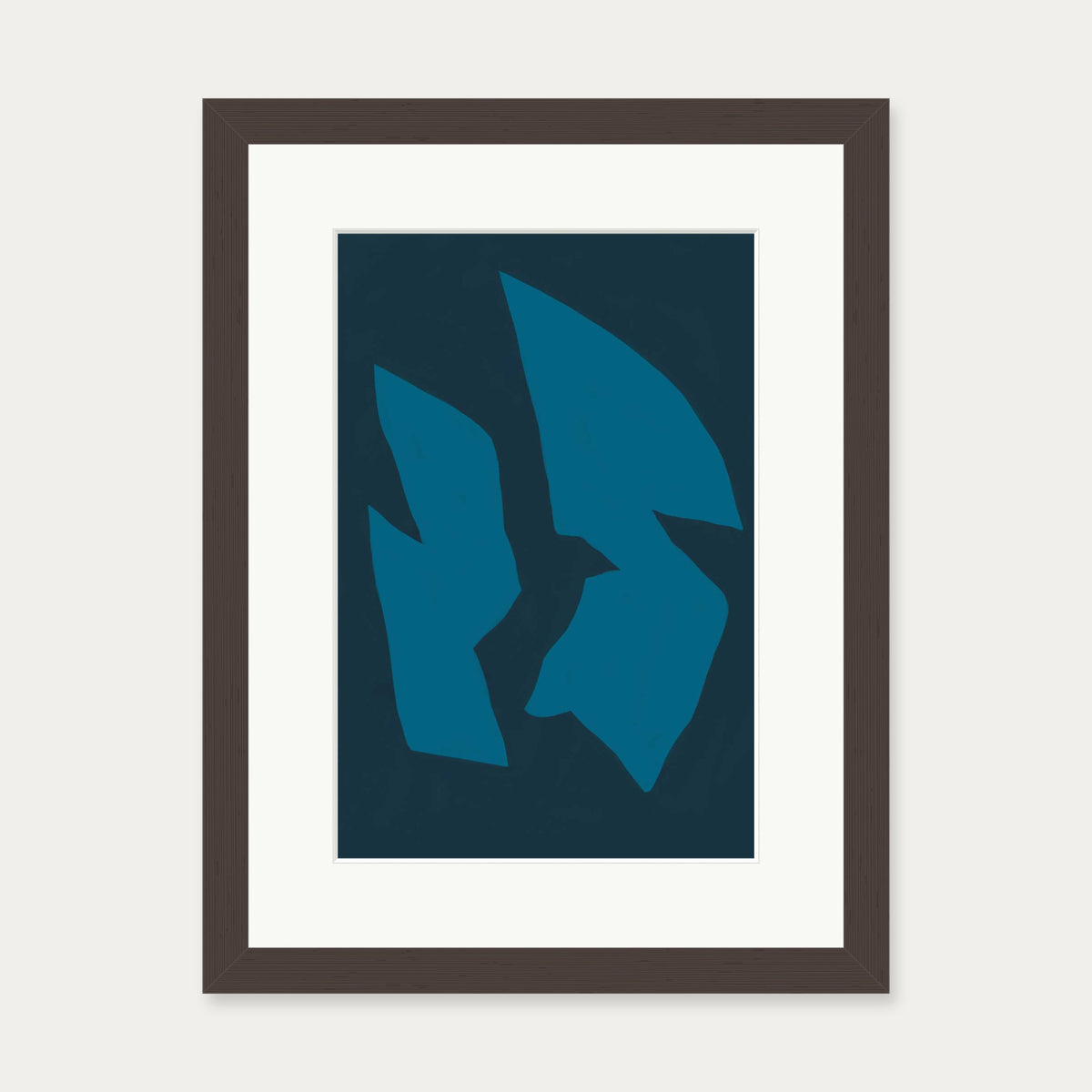 Deep Navy Art Print — 30 x 40 cm — Brown Frame