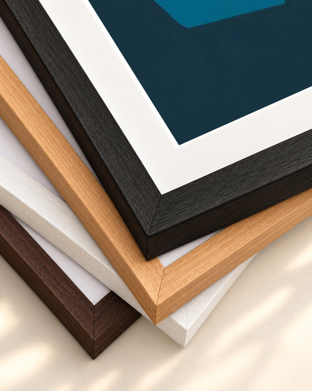 Deep Navy Art Print — framed print corner with 5 cm mount and bevel