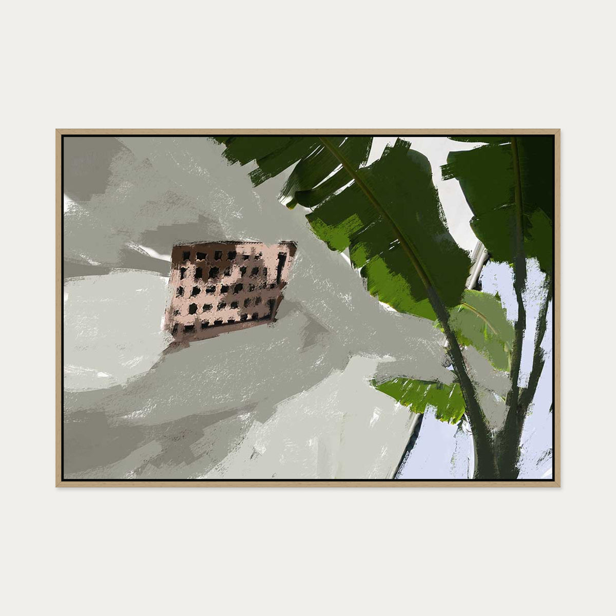 Desert Palm Oasis Canvas Art — 70 x 100 cm — Oak Frame