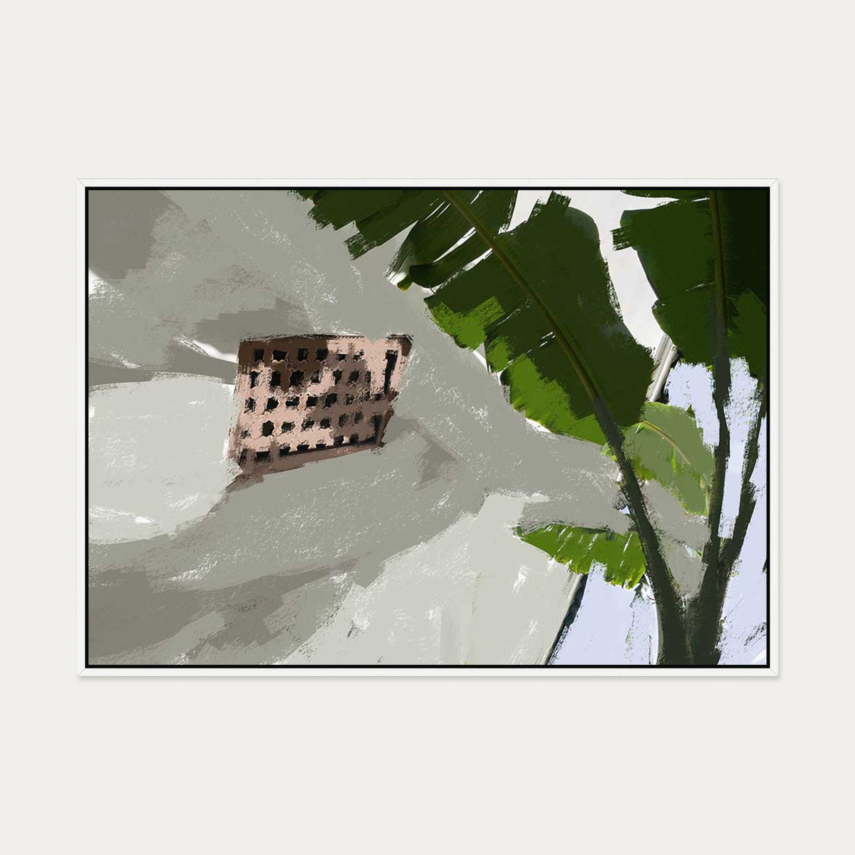 Desert Palm Oasis Canvas Art — 70 x 100 cm — White Frame