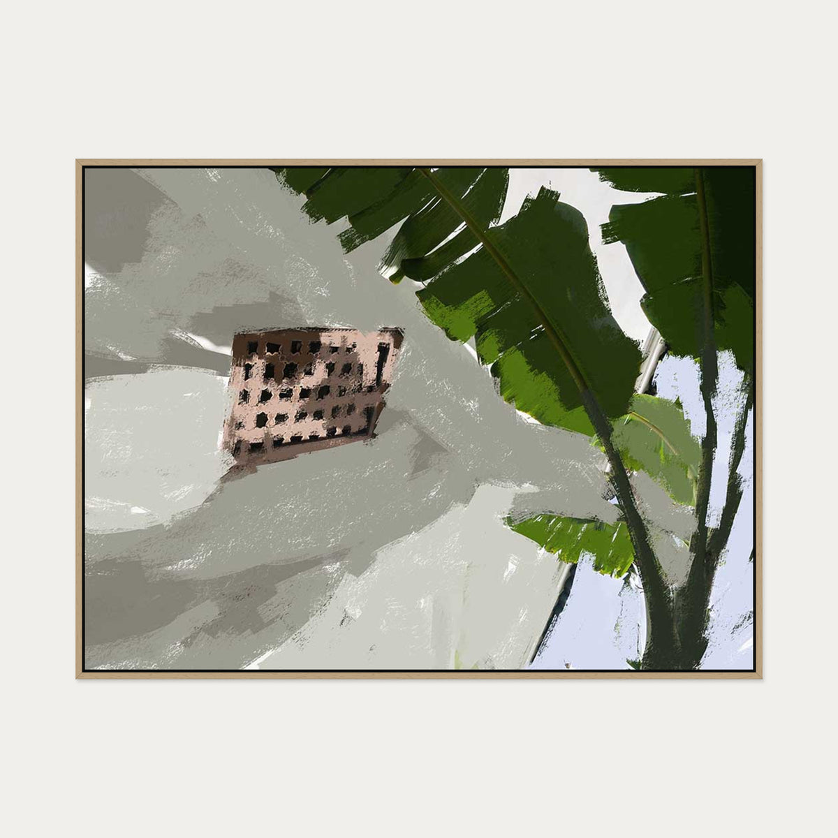 Desert Palm Oasis Canvas Art — 90 x 120 cm — Oak Frame