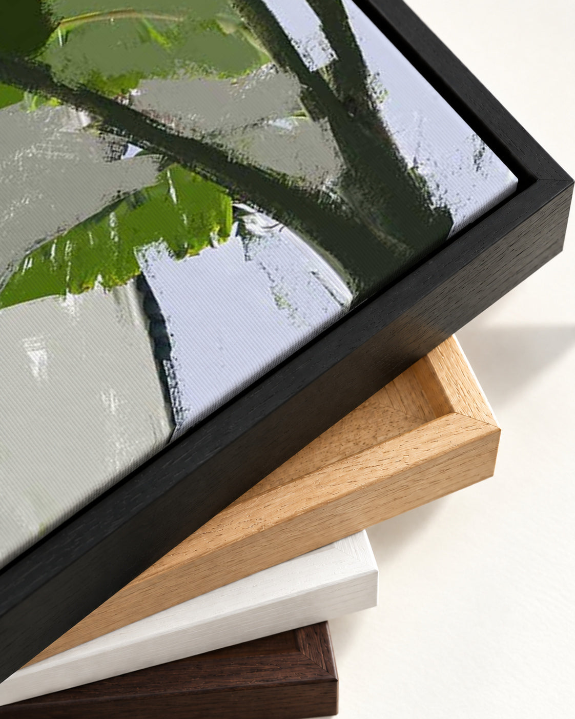 Desert Palm Oasis Canvas Art — framed canvas corner and wrapped canvas detail