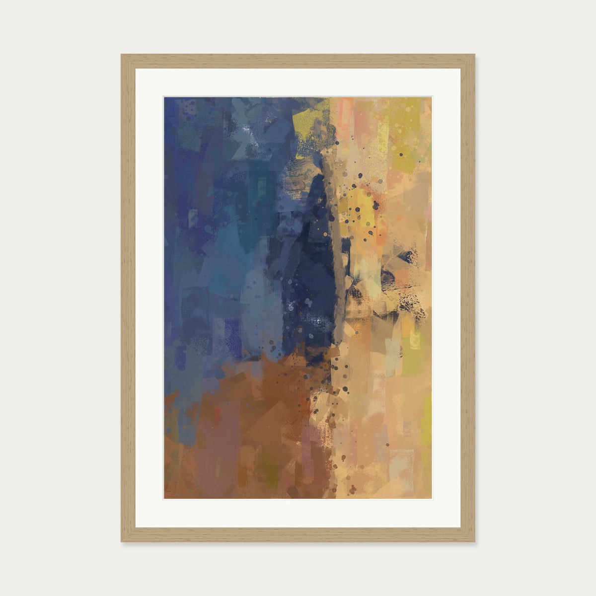 Desert Sands Abstract Art Print — 50 x 70 cm — Oak Frame