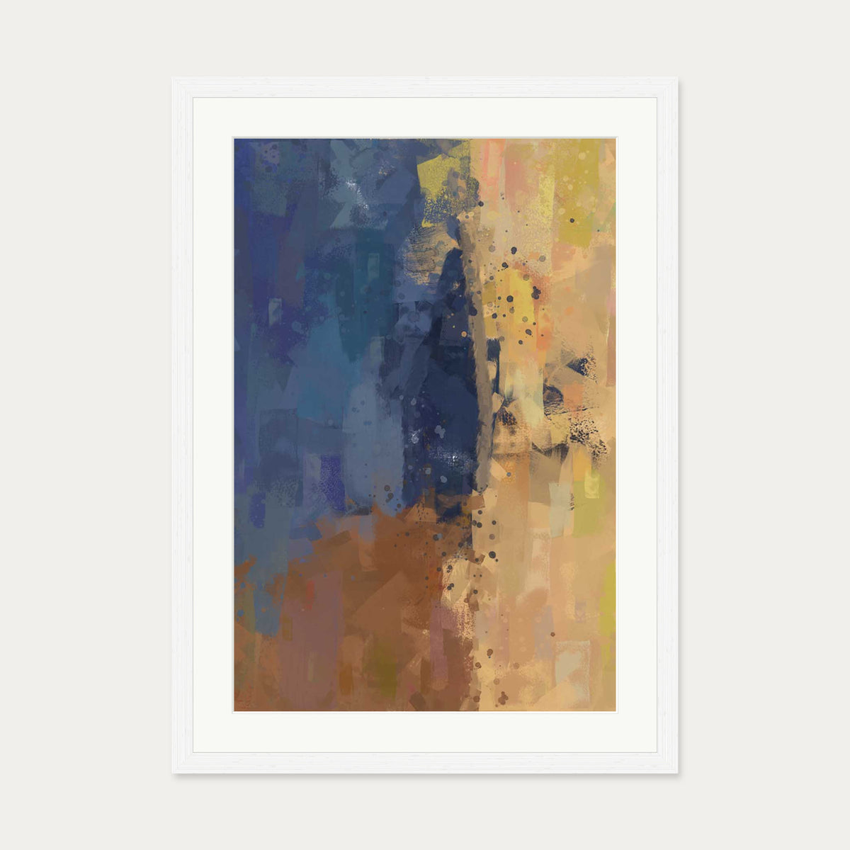 Desert Sands Abstract Art Print — 50 x 70 cm — White Frame