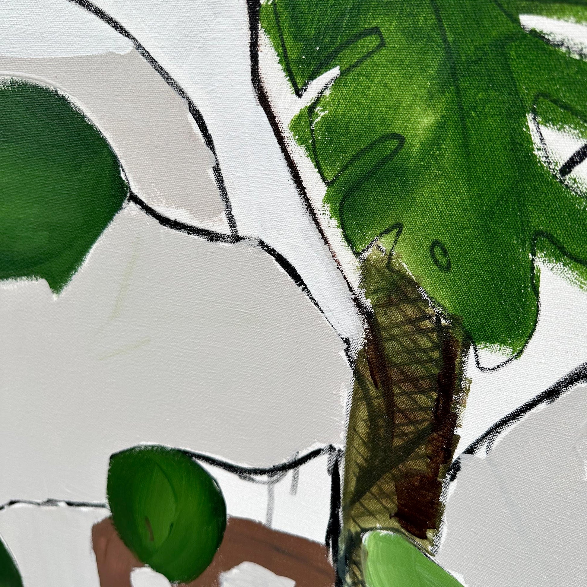 Monstera Study In Red Pot - Original Painting-Abstract House