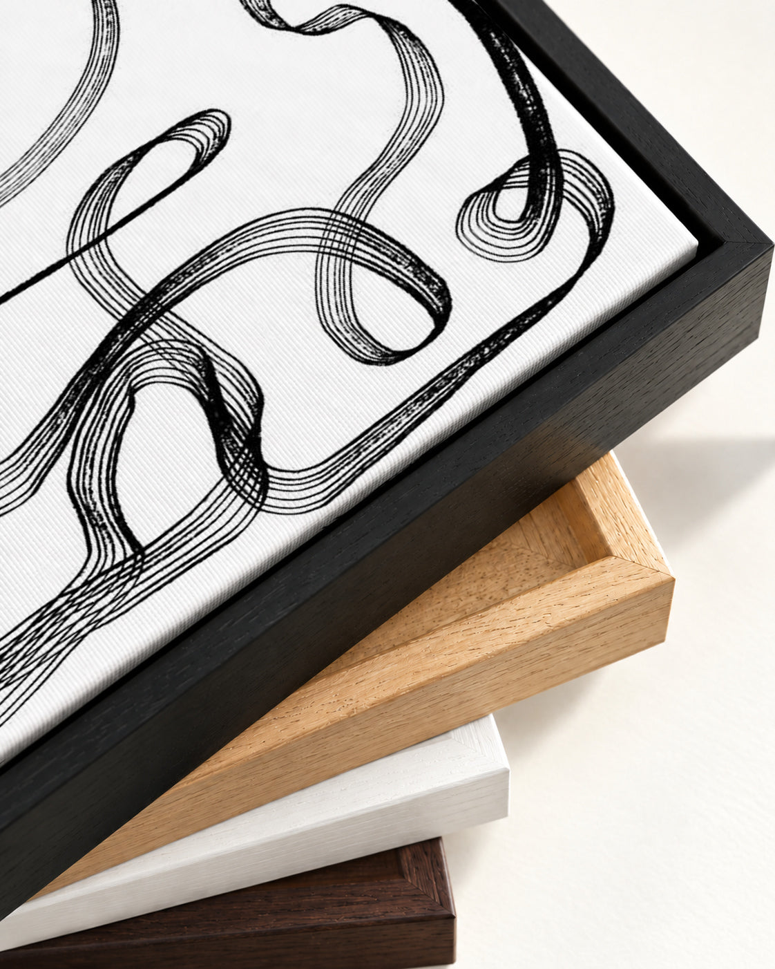 Dimensional Maze Lines Canvas Art — framed canvas corner and wrapped canvas detail