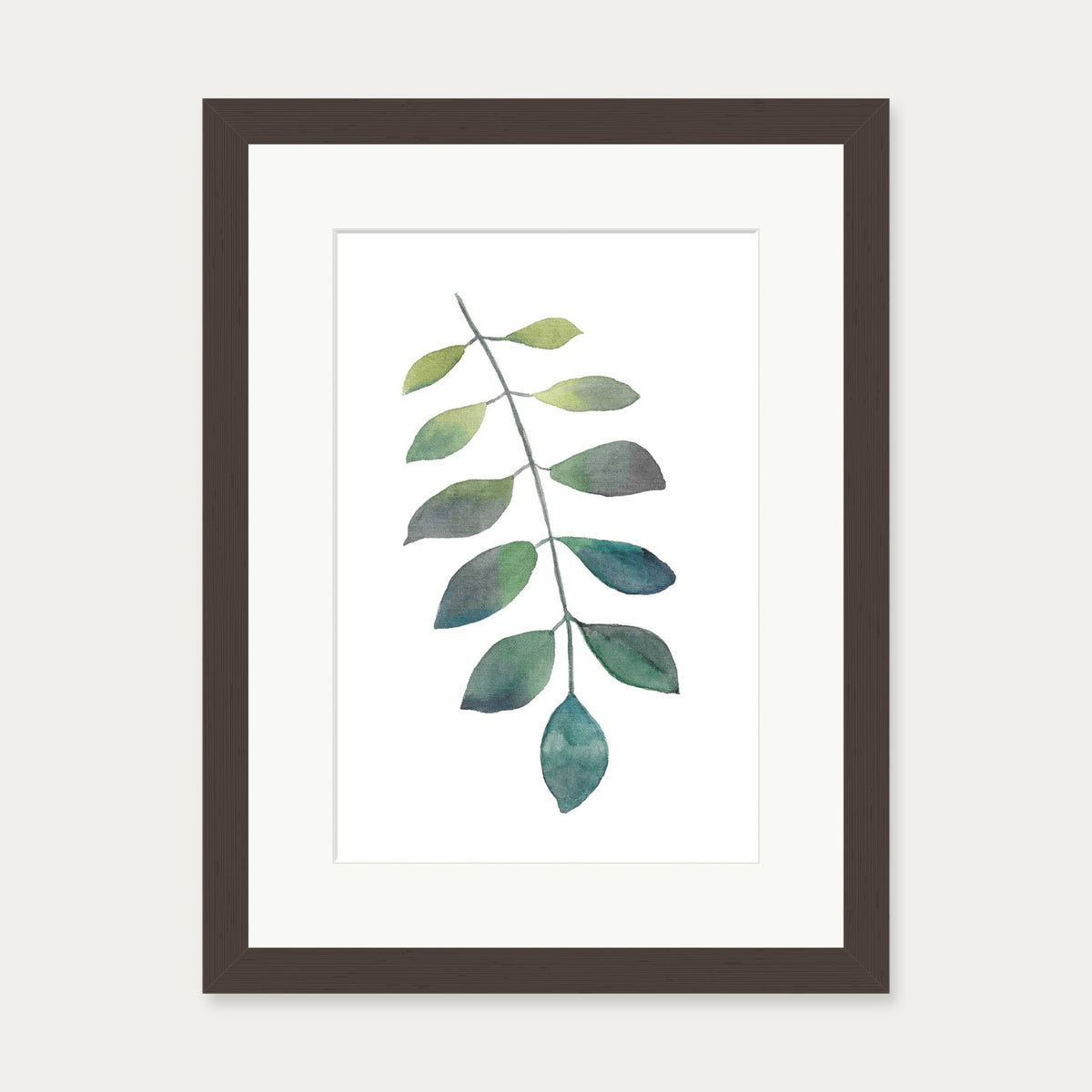 Dog Leaf Watercolour Art Print — 30 x 40 cm — Brown Frame