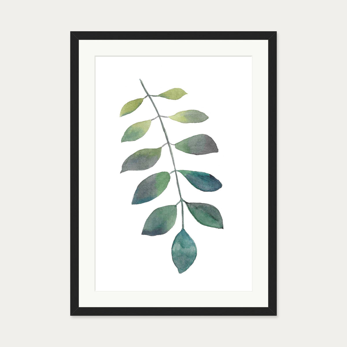 Dog Leaf Watercolour Art Print — 50 x 70 cm — Black Frame