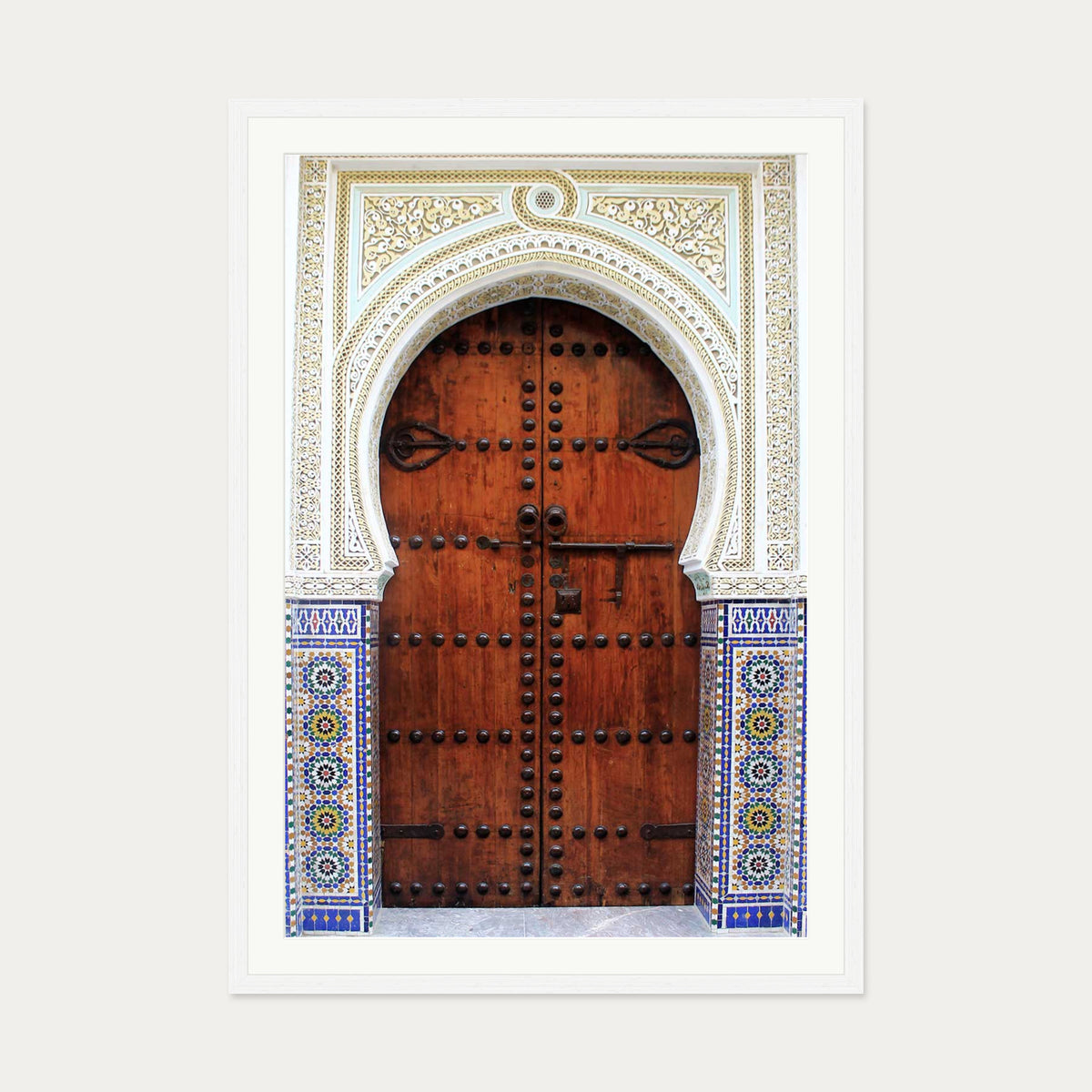 Door To Marrakech Poster — 70 x 100 cm — White Frame