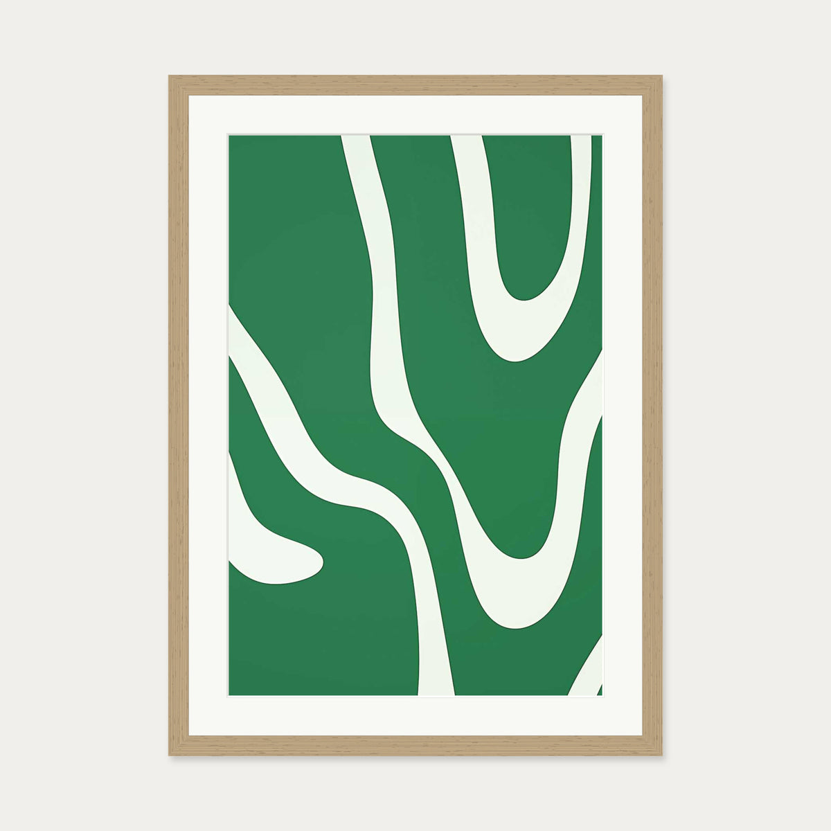 Dreamy Green Art Print — 50 x 70 cm — Oak Frame