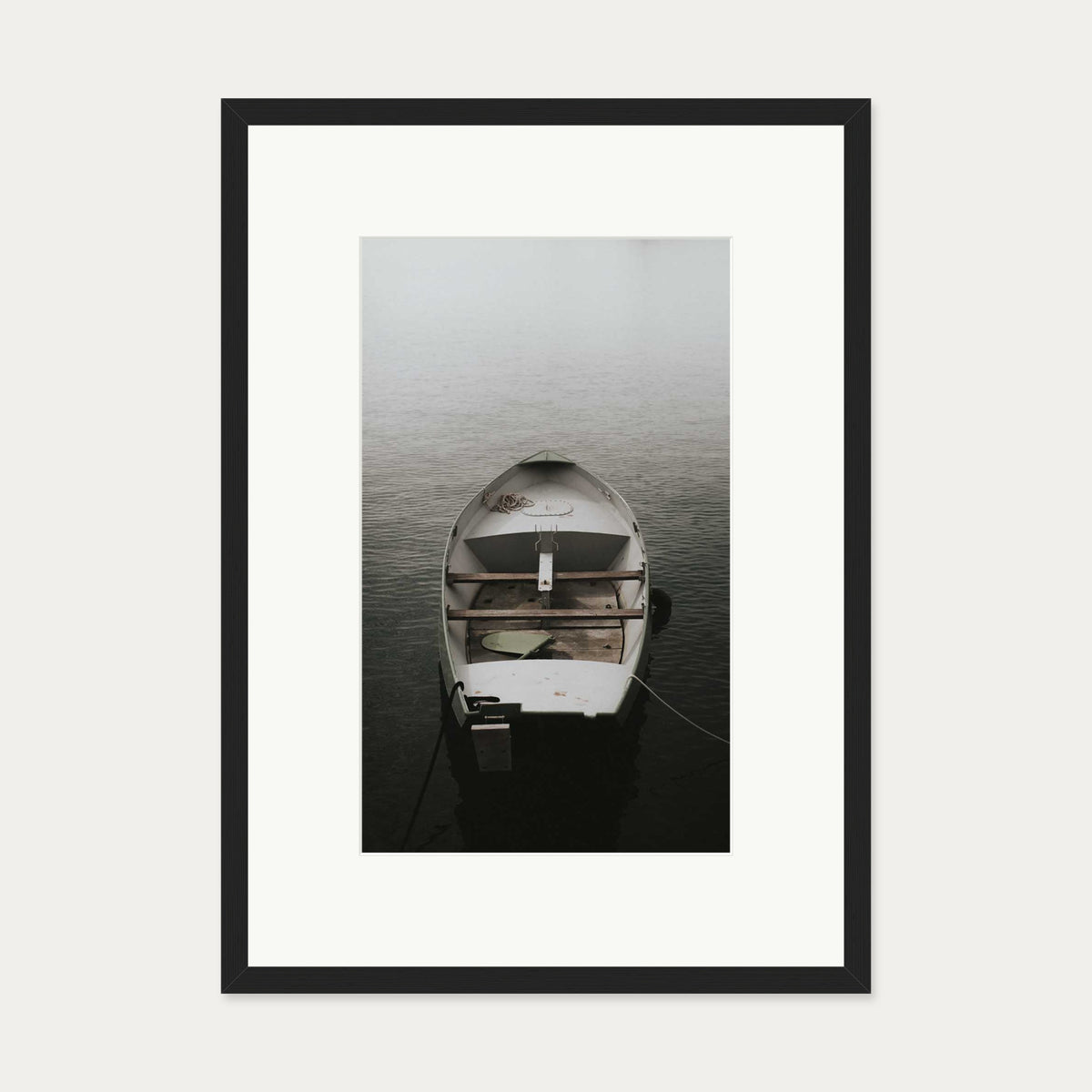 Drifting Boat Wall Art Print — 50 x 70 cm — Black Frame