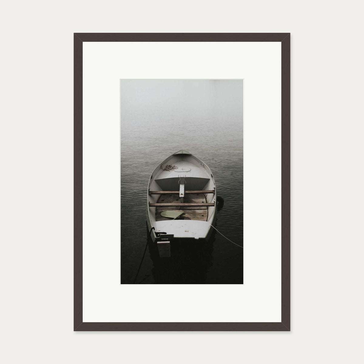 Drifting Boat Wall Art Print — 50 x 70 cm — Brown Frame