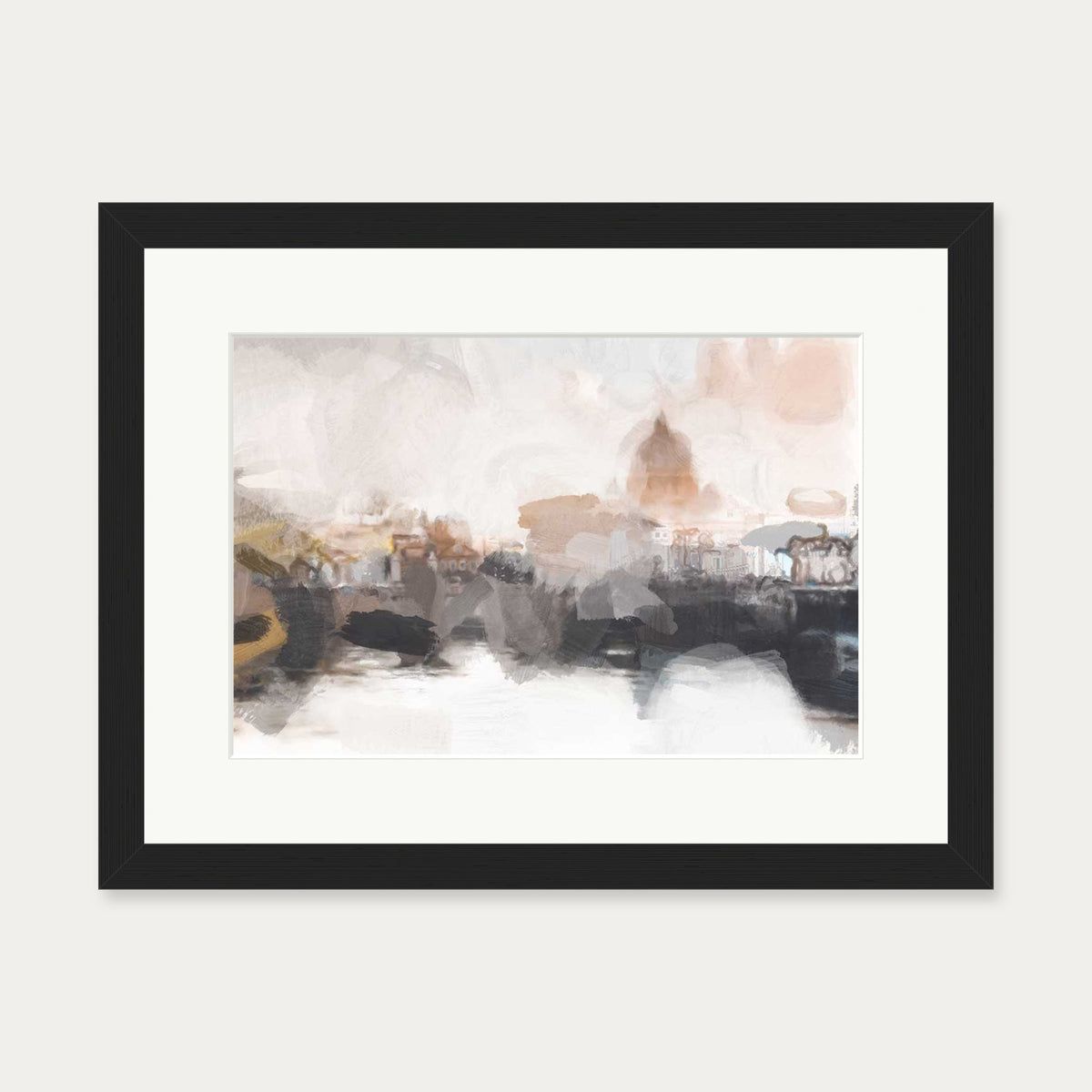 Dusk City Impressions Art Print — 30 x 40 cm — Black Frame