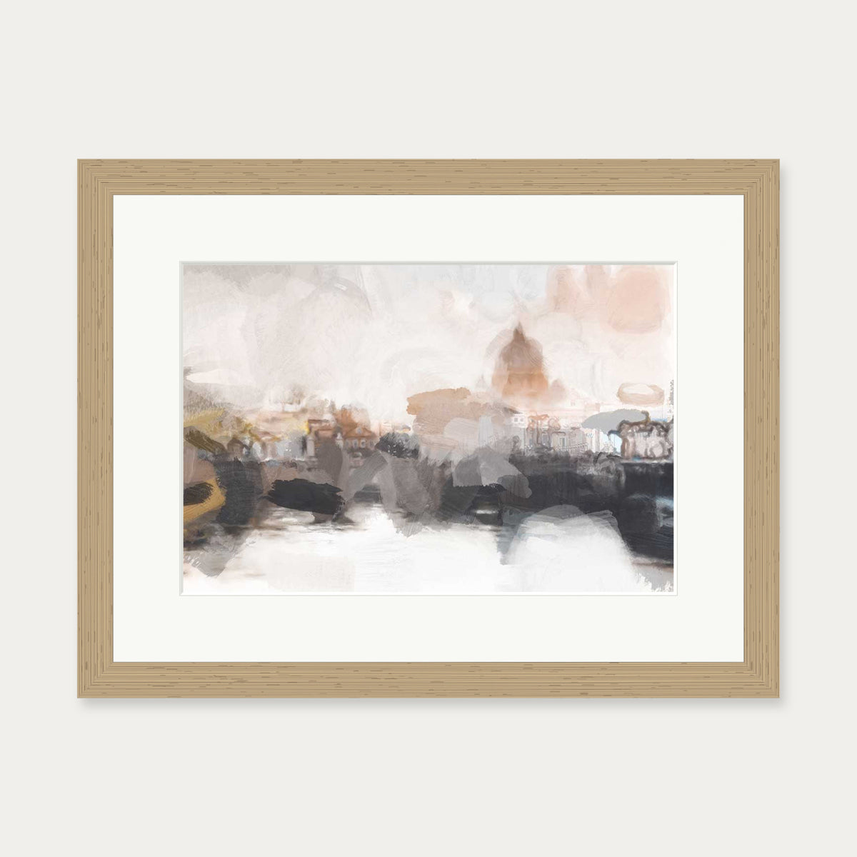 Dusk City Impressions Art Print — 30 x 40 cm — Oak Frame