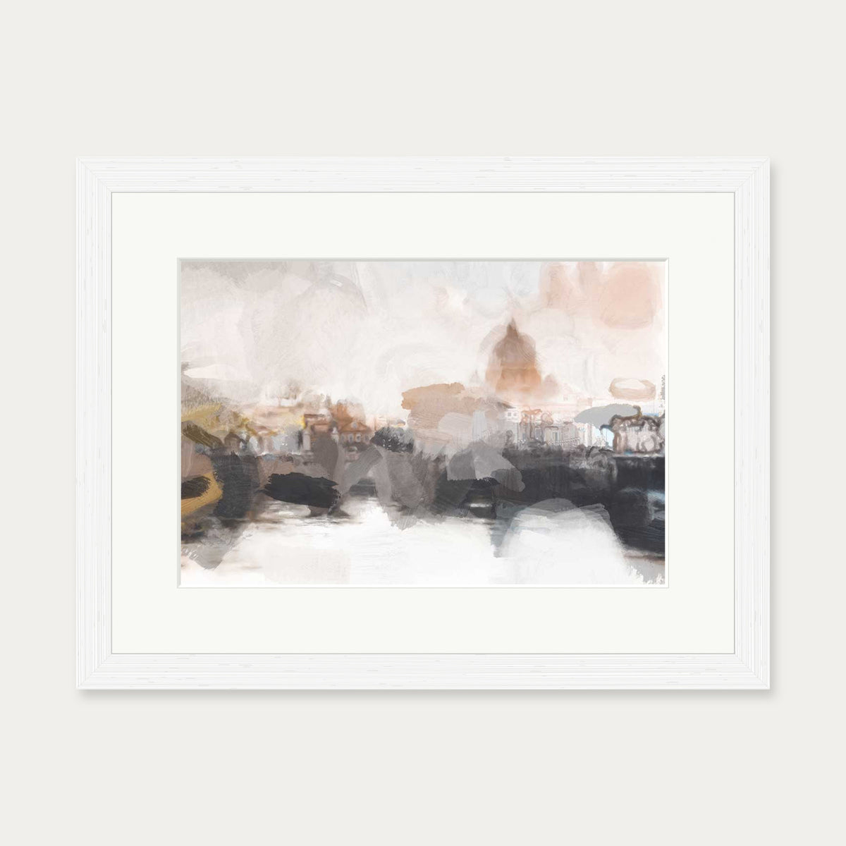 Dusk City Impressions Art Print — 30 x 40 cm — White Frame