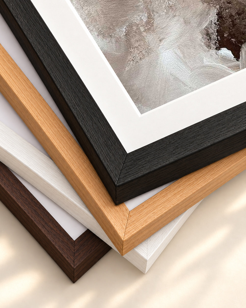 Earthy Textures Art Print — framed print corner with 5 cm mount and bevel