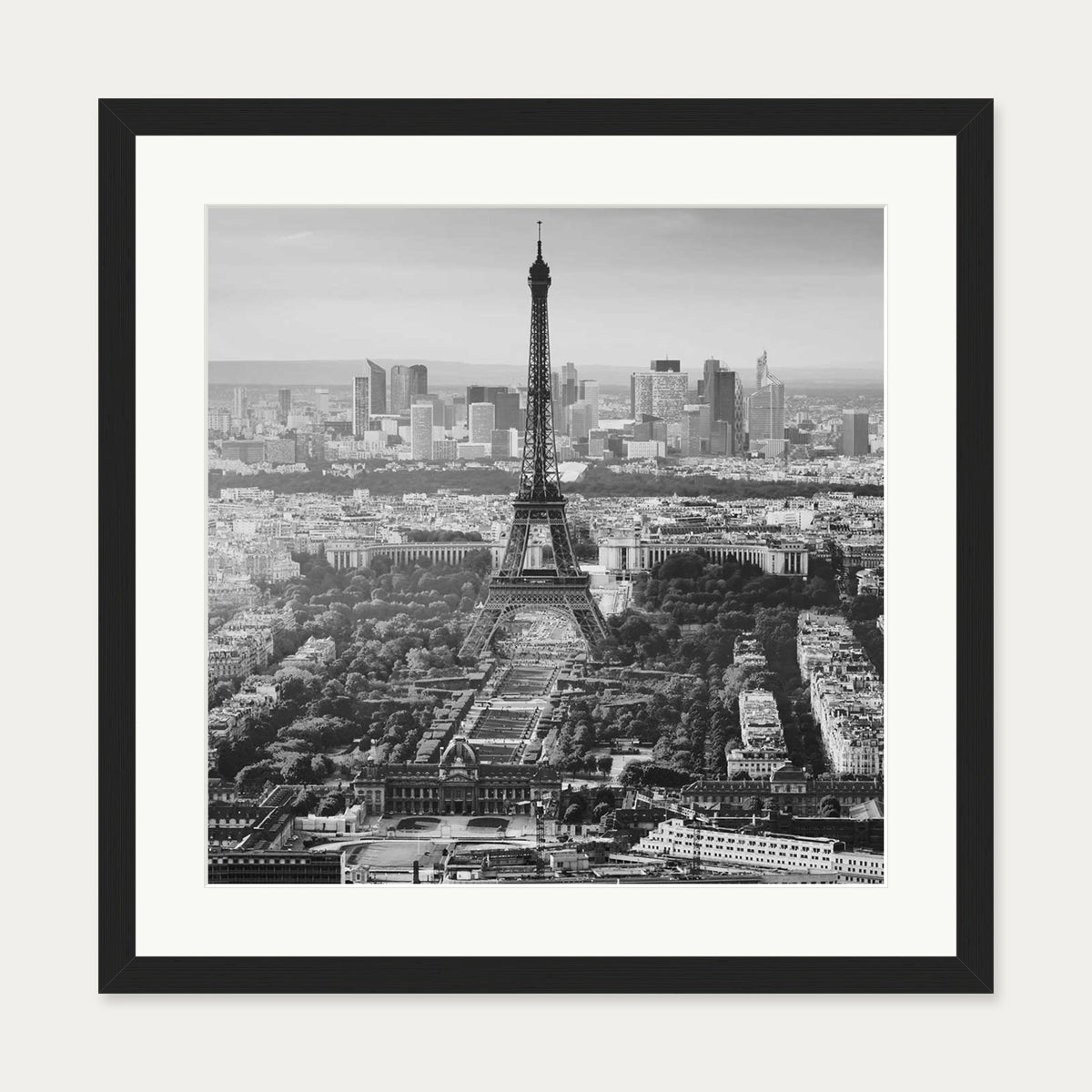 Eiffel Tower Monochrome Framed Art Print — 50 x 50 cm — Black Frame