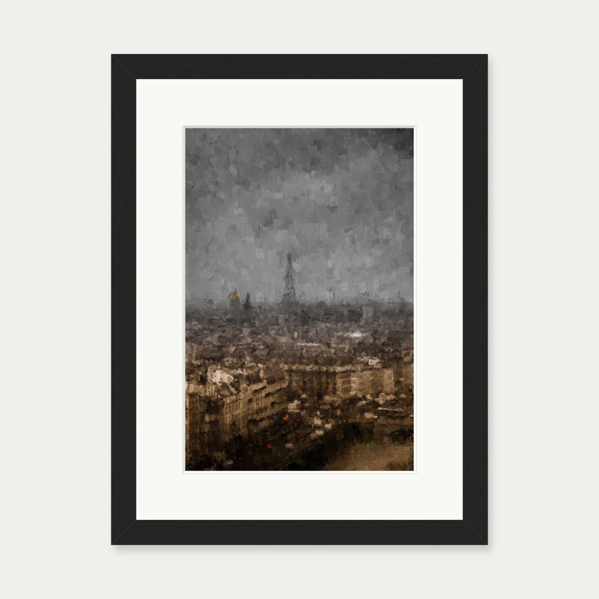 Eiffel Tower, Paris Oil Painting Art Print — 30 x 40 cm — Black Frame