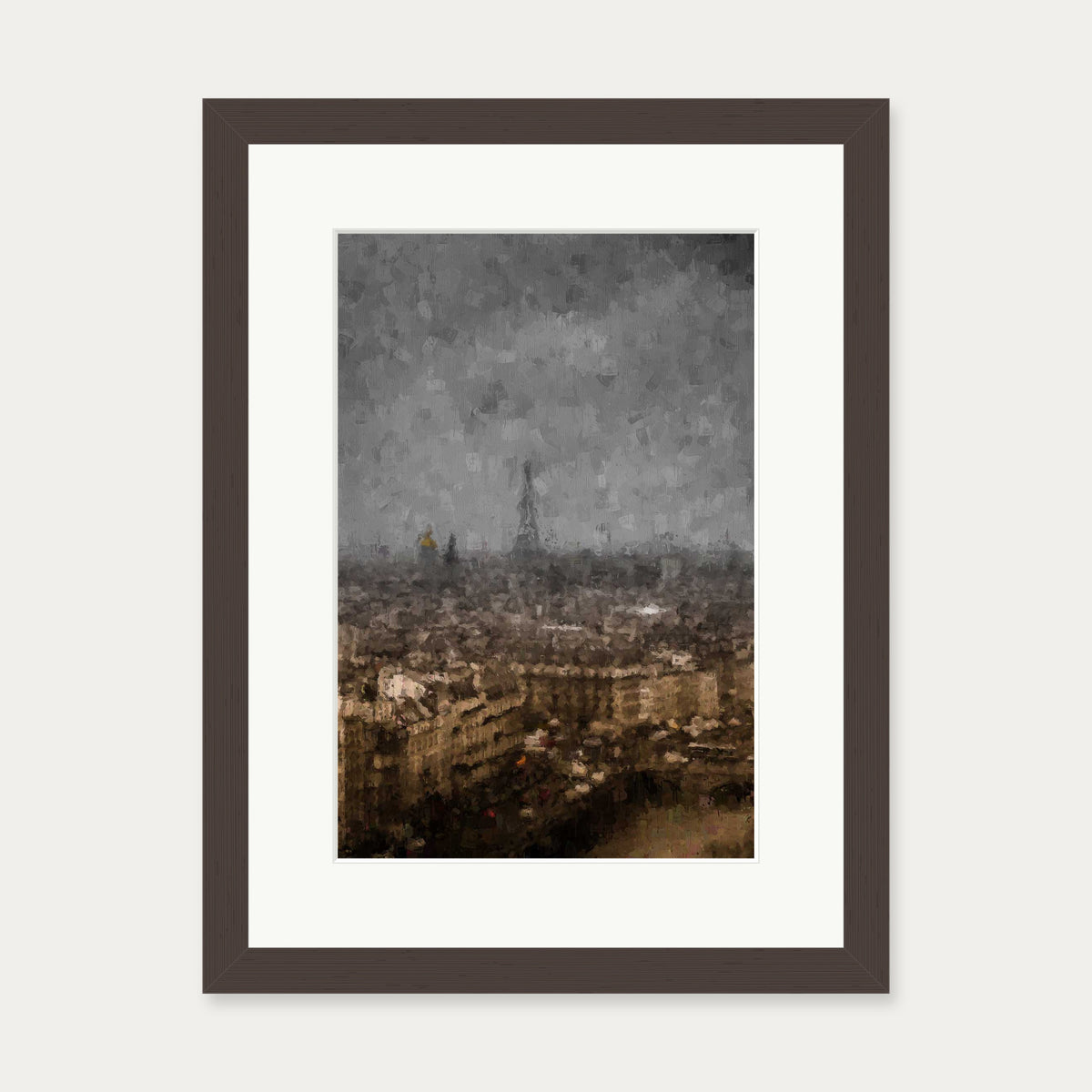Eiffel Tower, Paris Oil Painting Art Print — 30 x 40 cm — Brown Frame