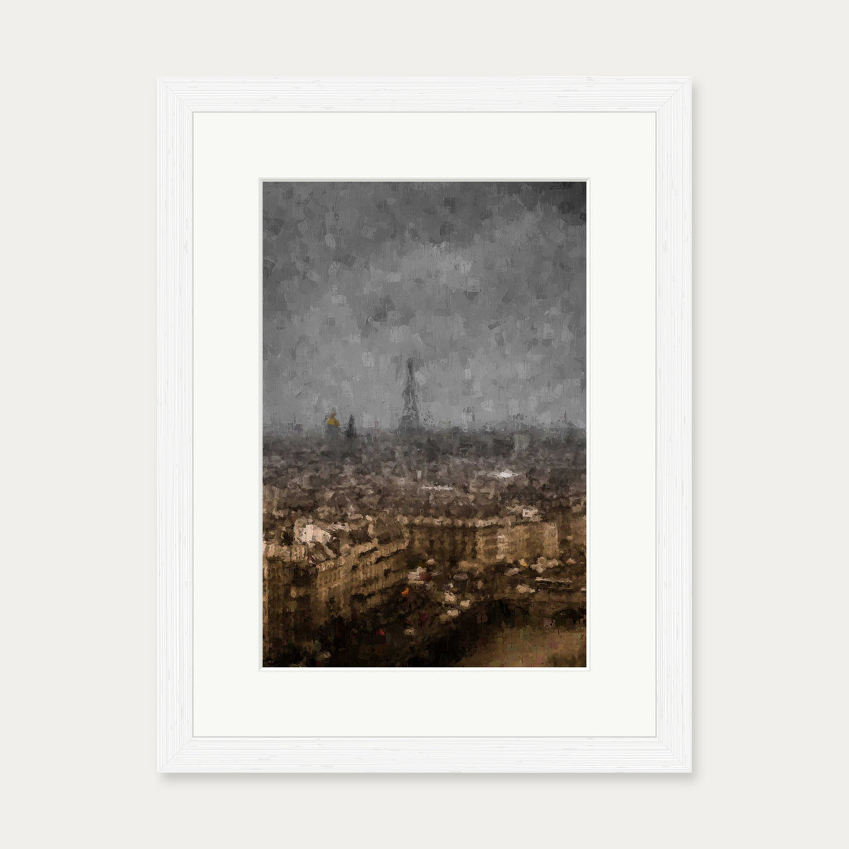 Eiffel Tower, Paris Oil Painting Art Print — 30 x 40 cm — White Frame