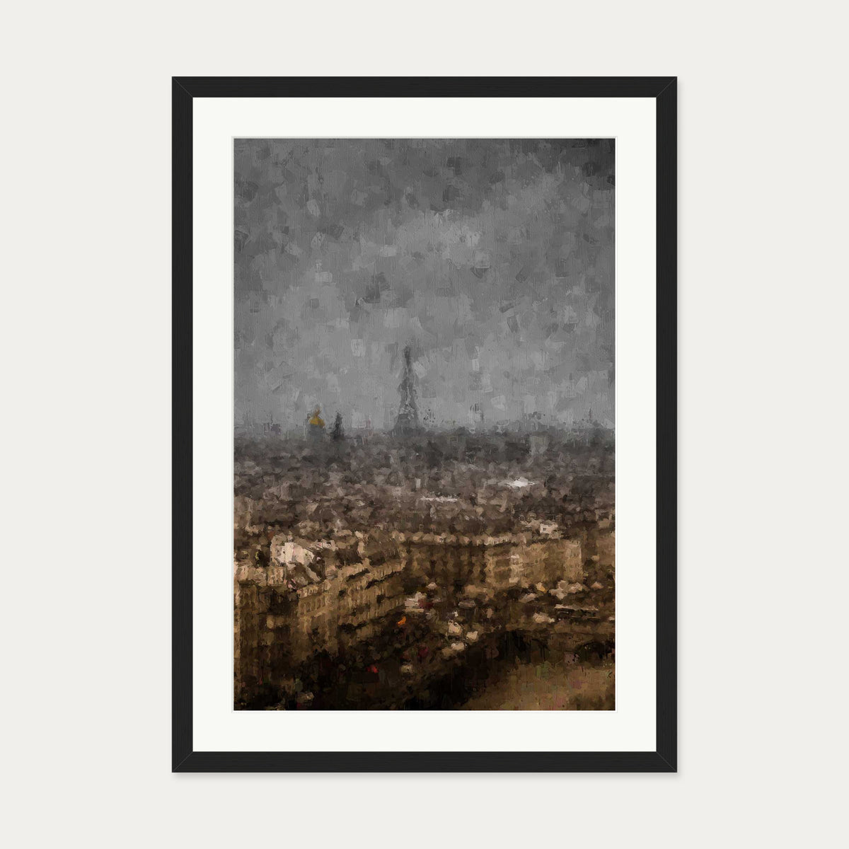 Eiffel Tower, Paris Oil Painting Art Print — 50 x 70 cm — Black Frame