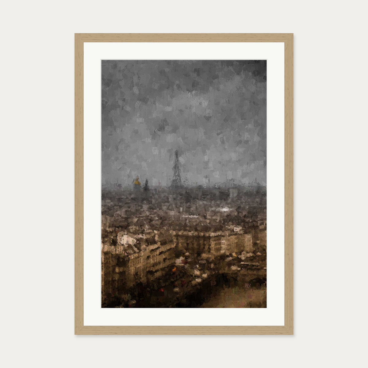 Eiffel Tower, Paris Oil Painting Art Print — 50 x 70 cm — Oak Frame