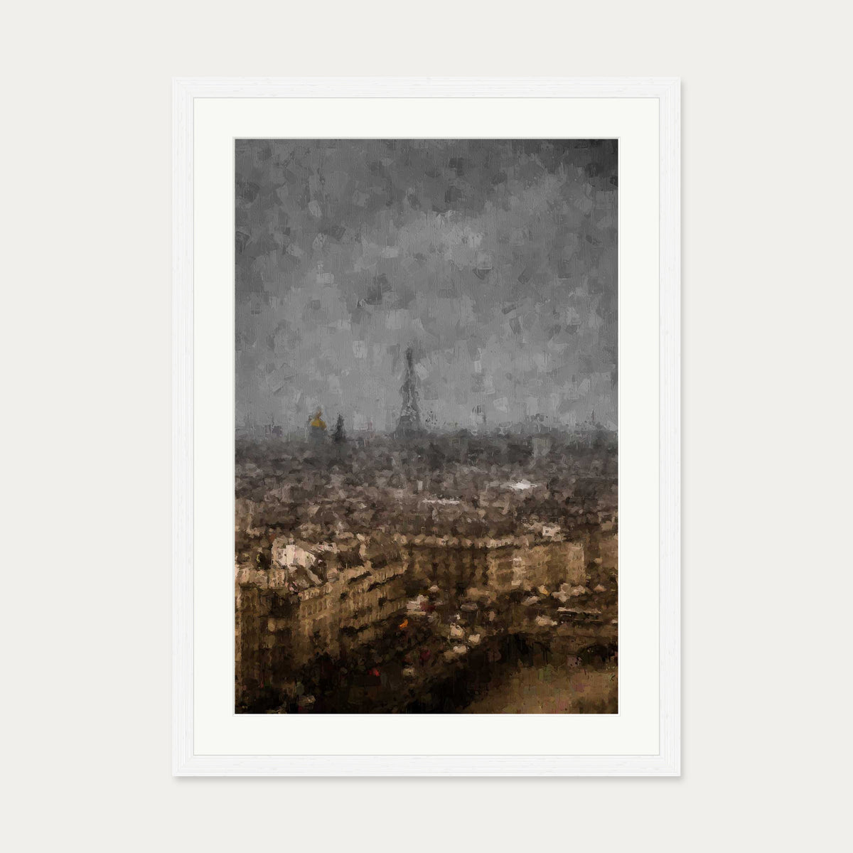 Eiffel Tower, Paris Oil Painting Art Print — 50 x 70 cm — White Frame
