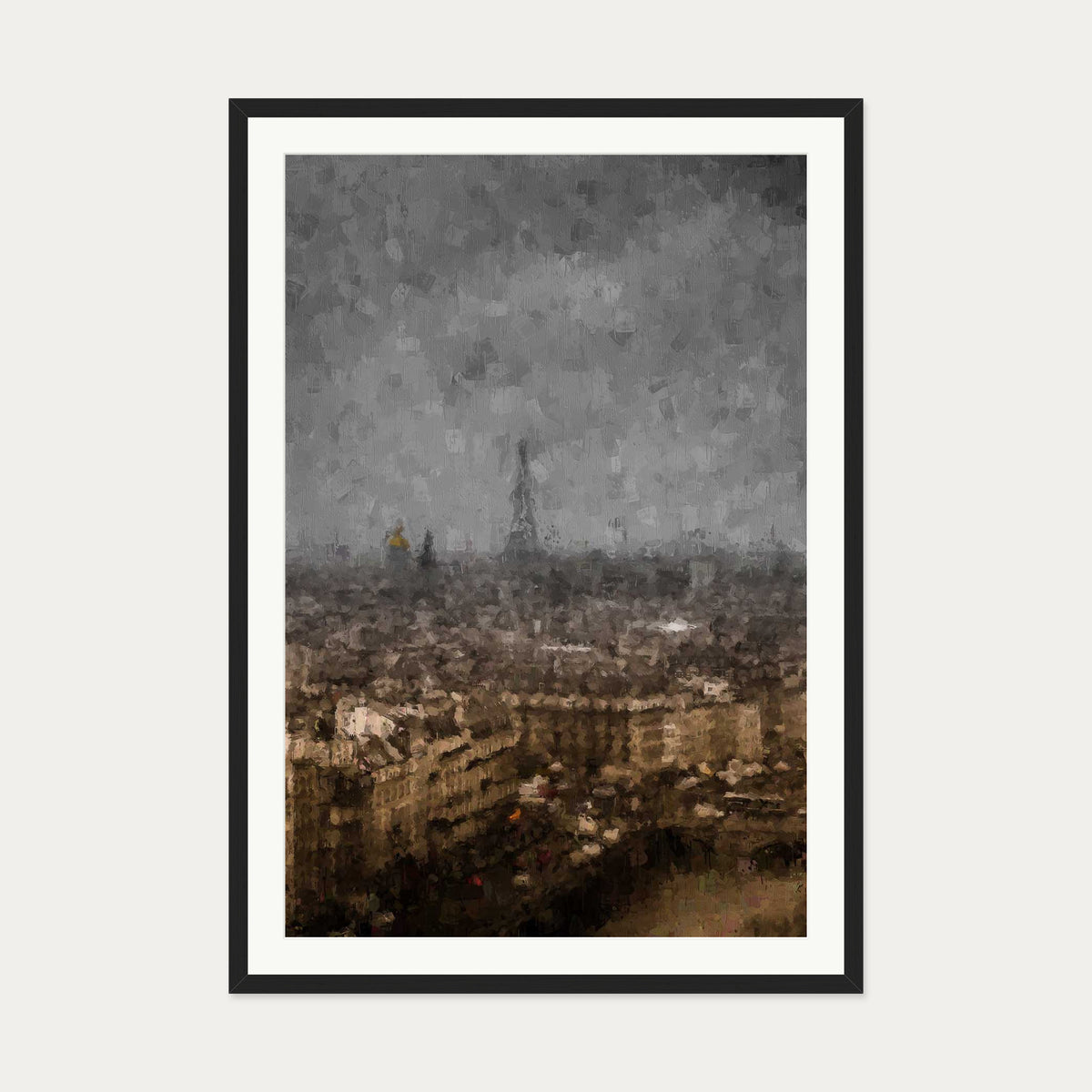 Eiffel Tower, Paris Oil Painting Art Print — 70 x 100 cm — Black Frame