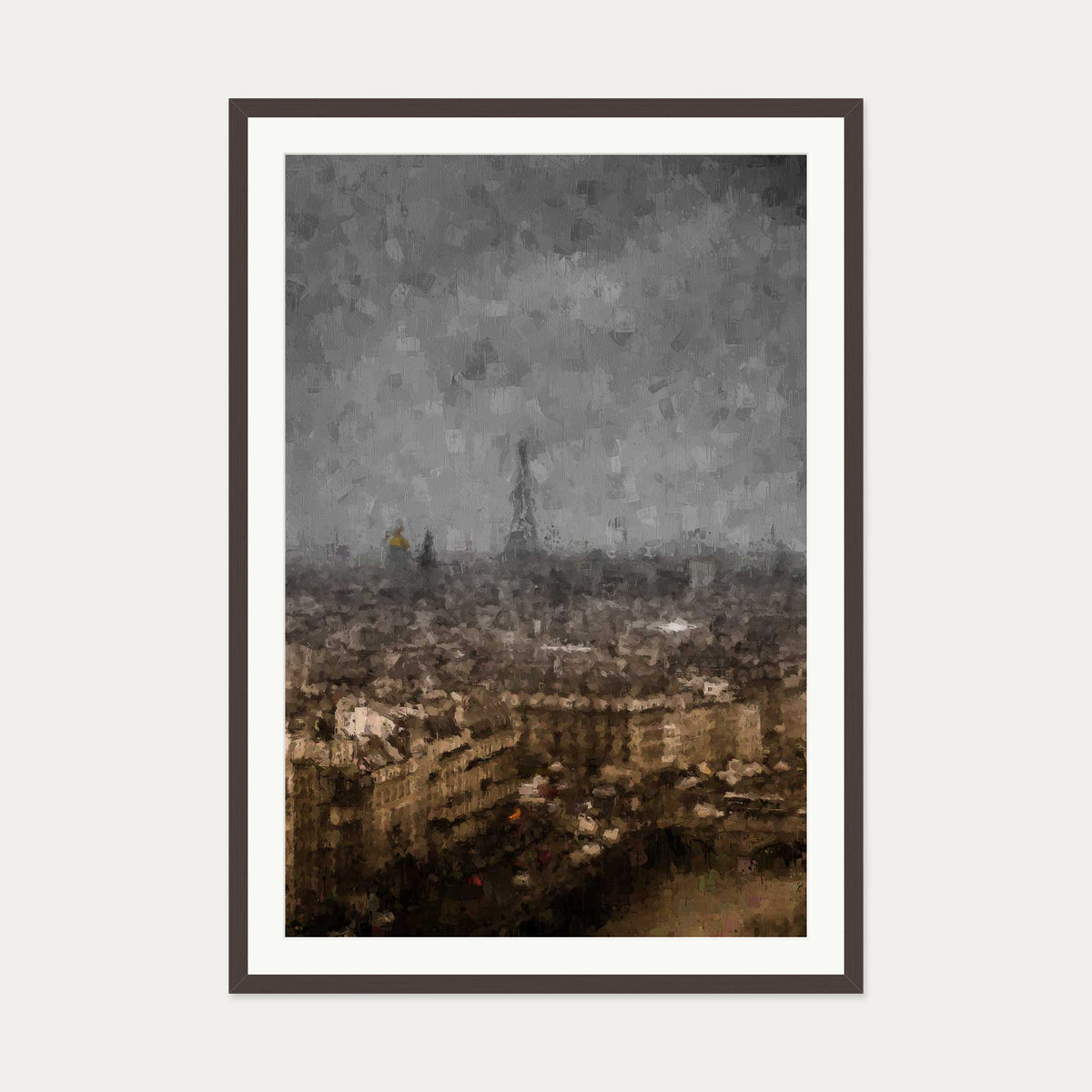 Eiffel Tower, Paris Oil Painting Art Print — 70 x 100 cm — Brown Frame