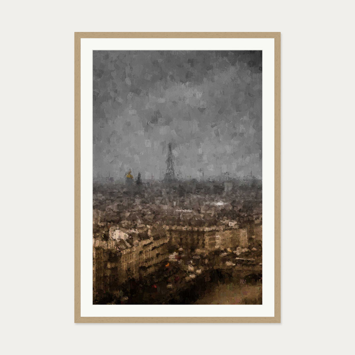 Eiffel Tower, Paris Oil Painting Art Print — 70 x 100 cm — Oak Frame