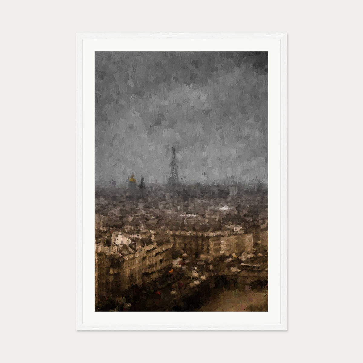 Eiffel Tower, Paris Oil Painting Art Print — 70 x 100 cm — White Frame