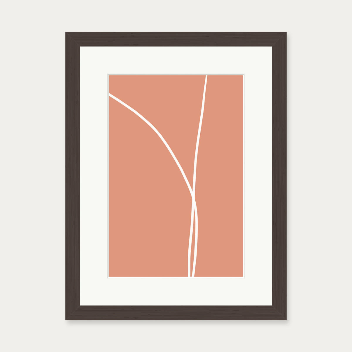 Entwined In Peach Art Print — 30 x 40 cm — Brown Frame