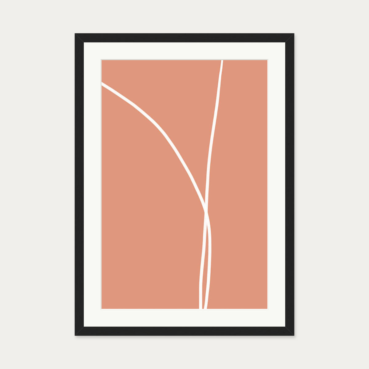 Entwined In Peach Art Print — 50 x 70 cm — Black Frame