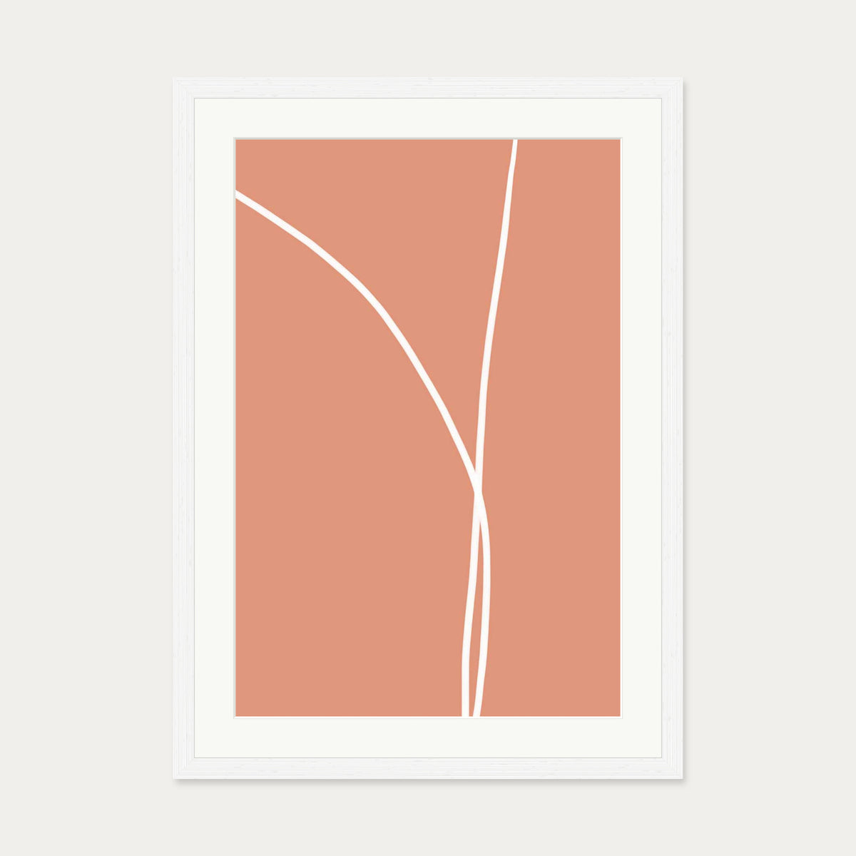 Entwined In Peach Art Print — 50 x 70 cm — White Frame