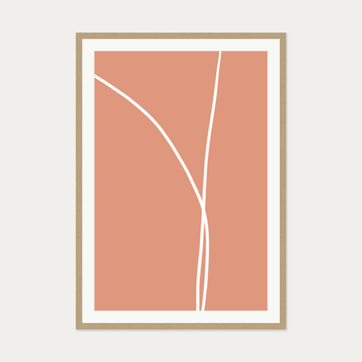 Entwined In Peach Art Print — 70 x 100 cm — Oak Frame