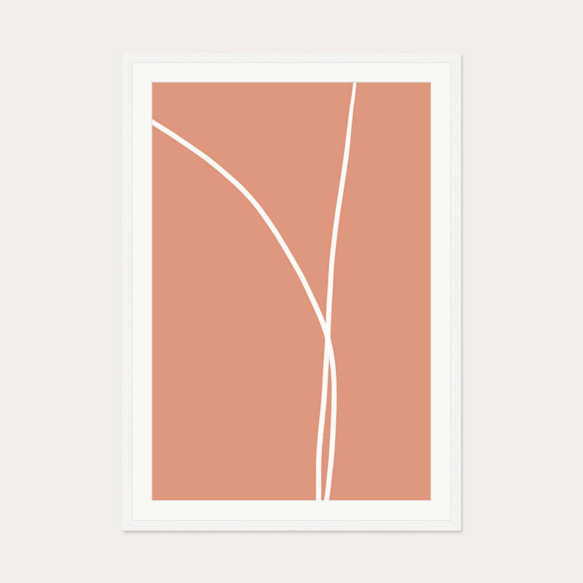 Entwined In Peach Art Print — 70 x 100 cm — White Frame