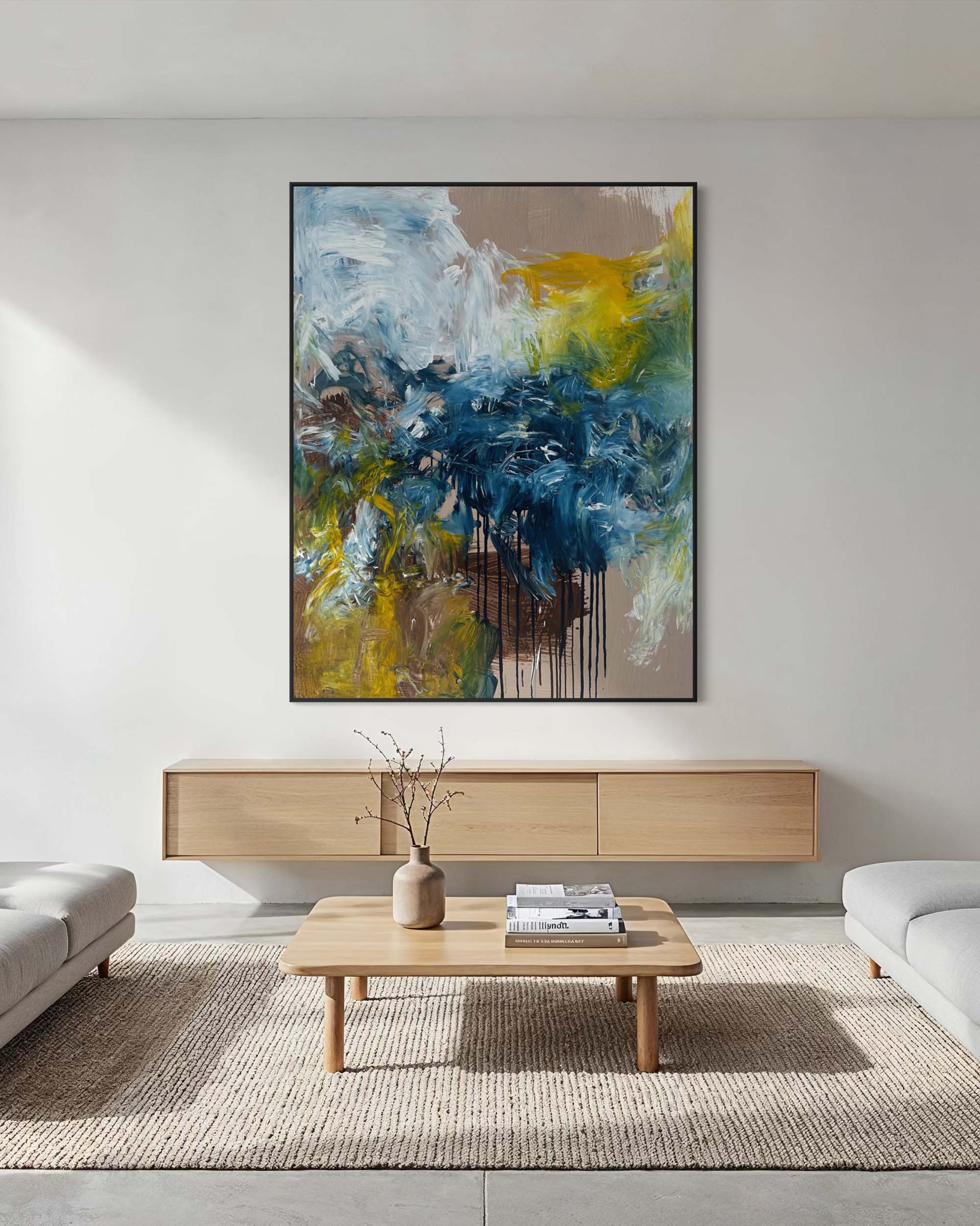 Modern living room with abstract painting on the wall