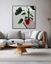 Monstera Study In Red Pot - Original Painting