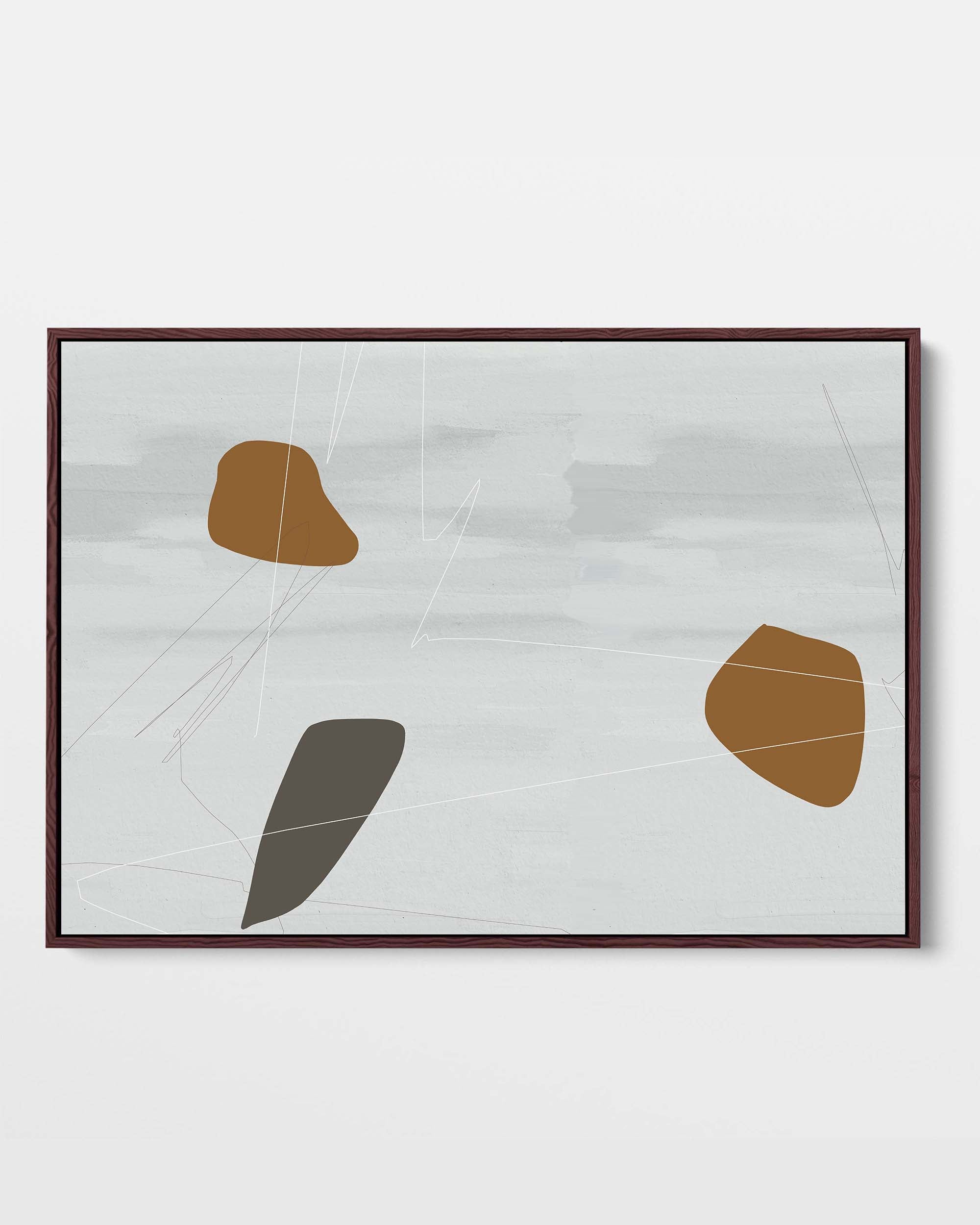 Neutral On Brown Abstract Framed Canvas