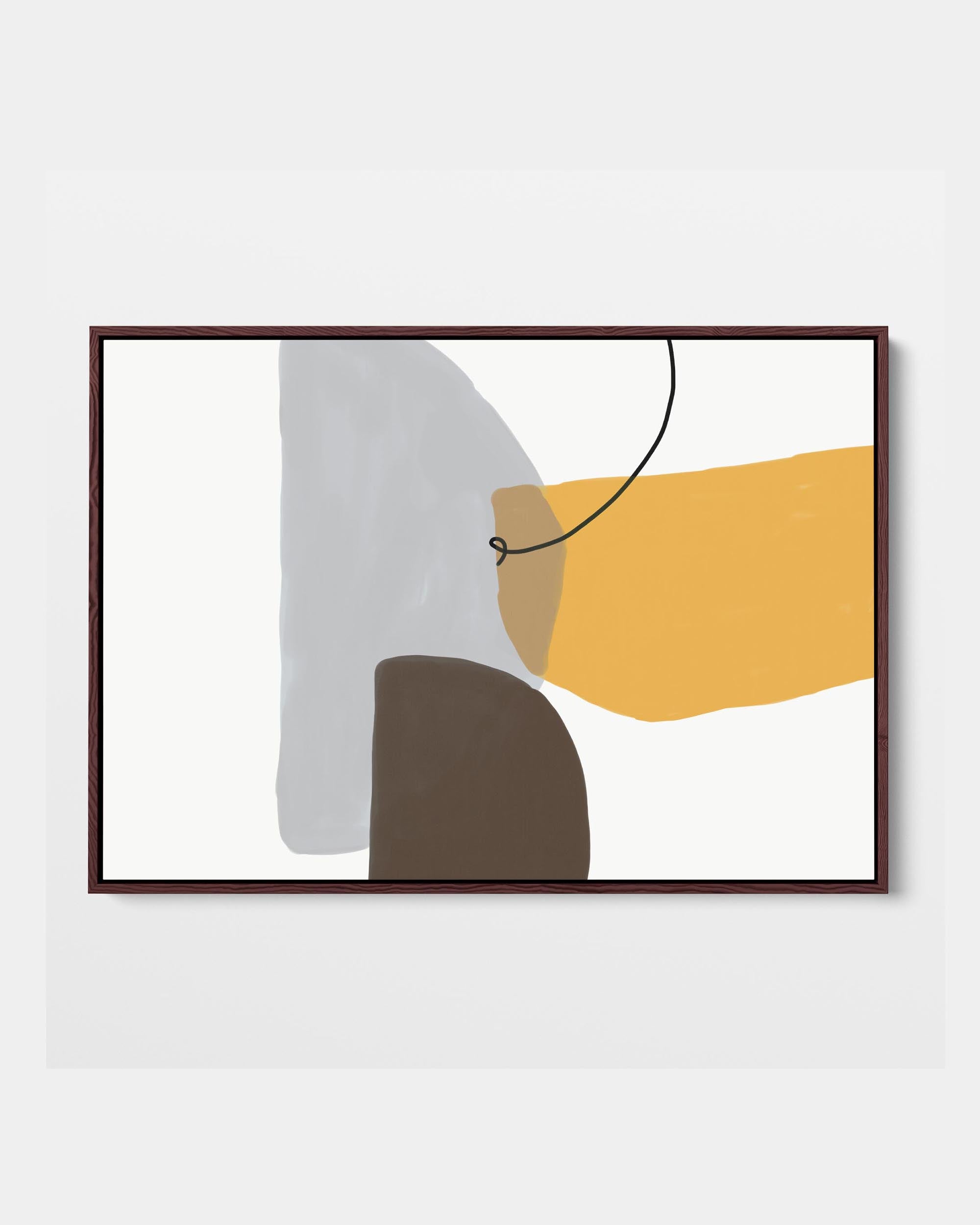 Mustard & Grey Abstract Framed Canvas