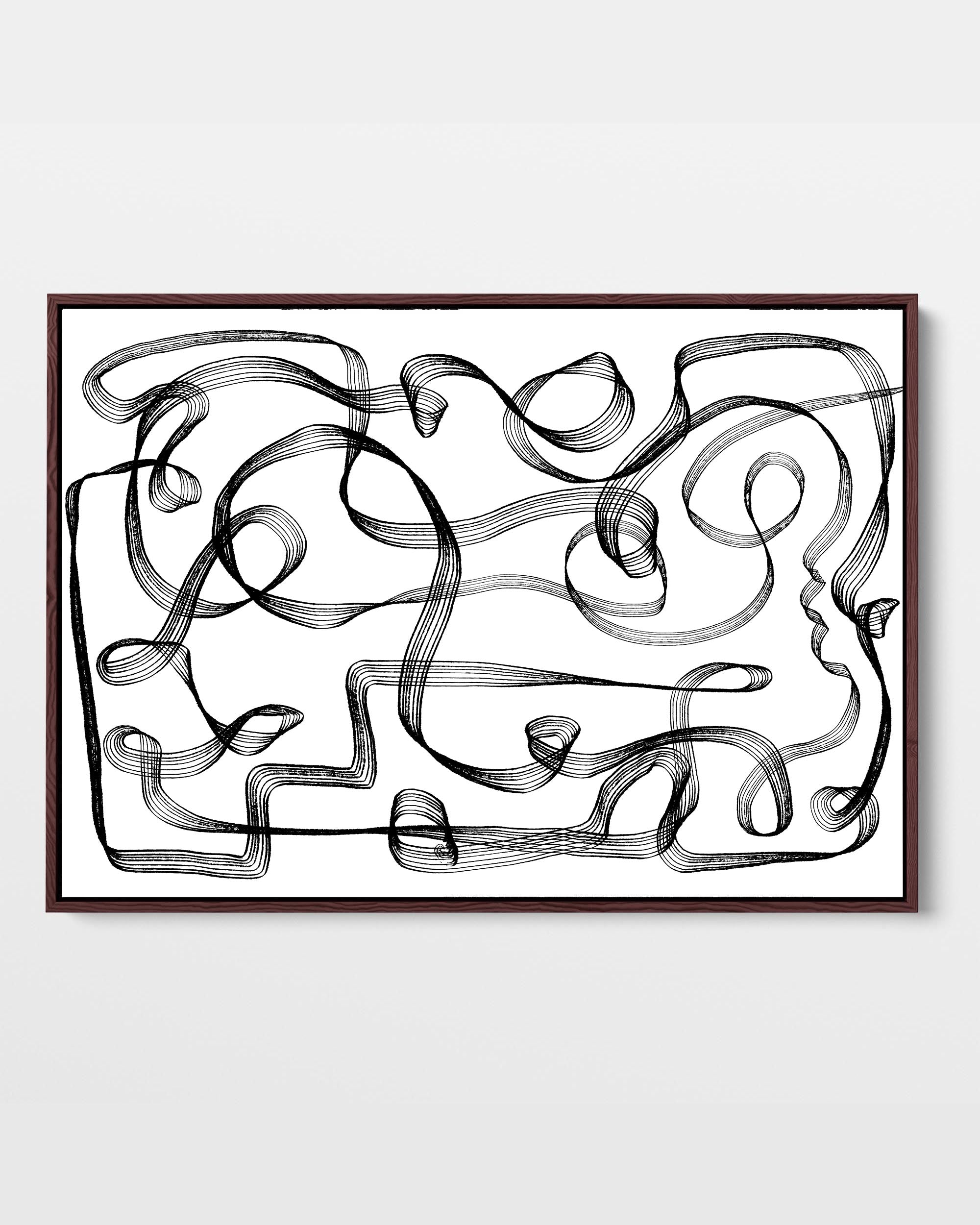 Dimensional Maze Lines Framed Canvas
